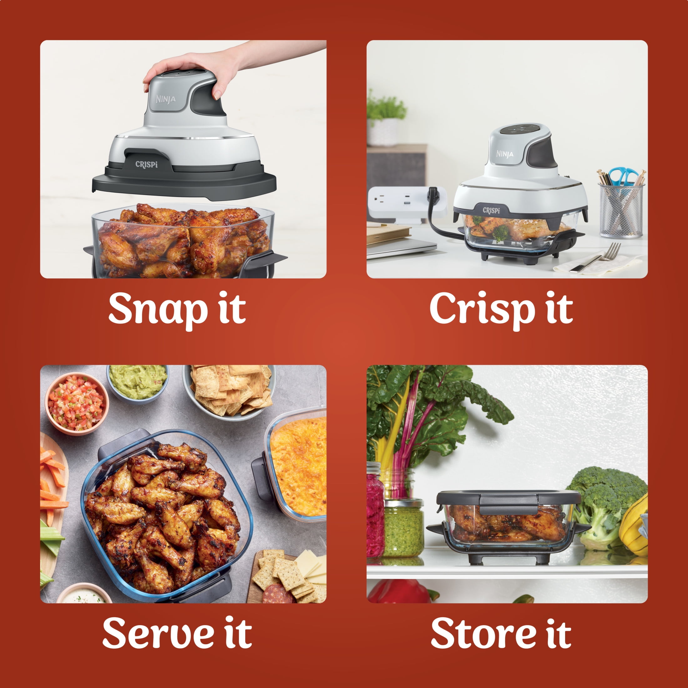 Ninja Crispi Glass Air Fryer 3-in-1 Portable Countertop Oven (White, 4 qt) iggs7