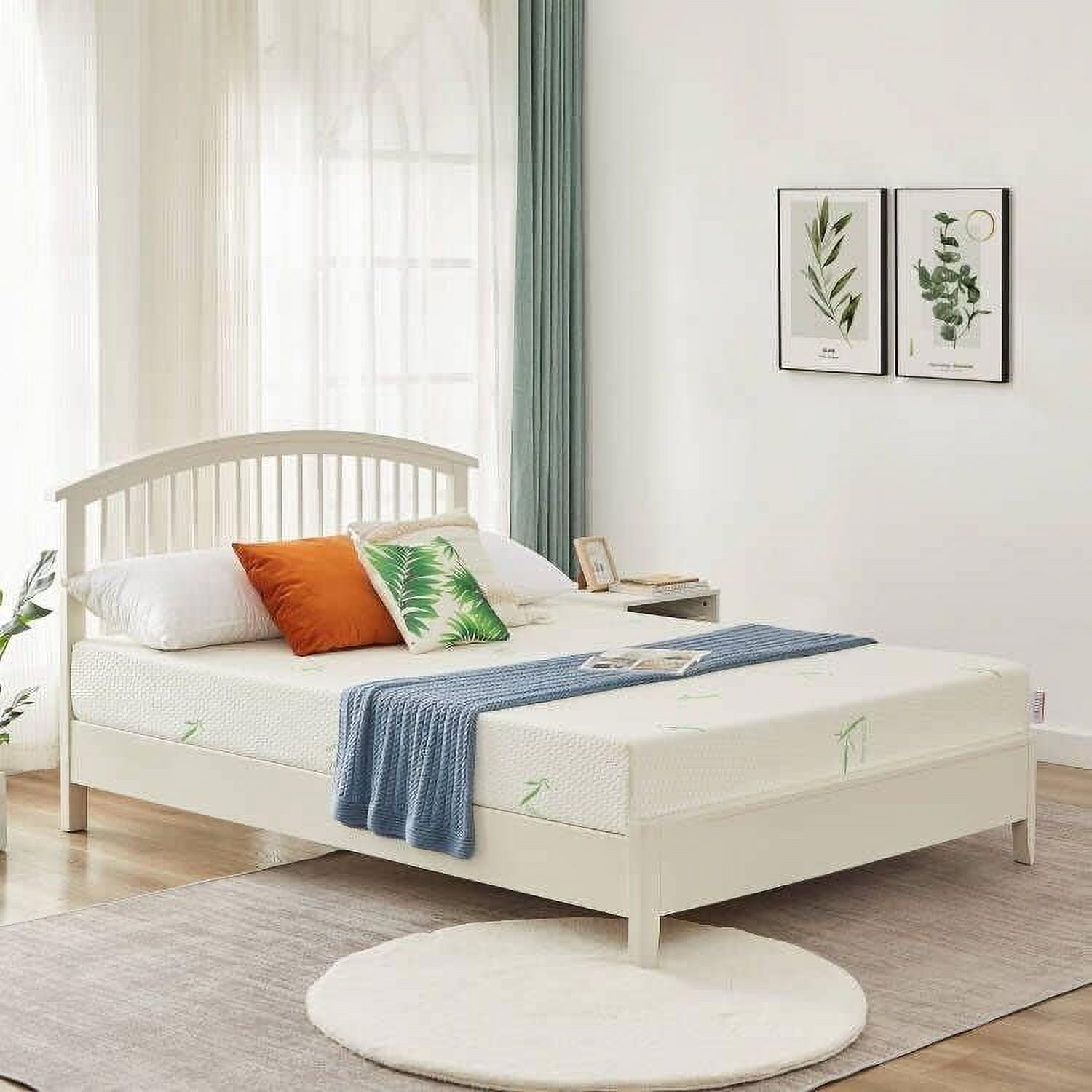 OUUI Twin Memory Foam Mattress, 8 Inch Gel Infused Mattress with Breathable Bamboo Cover (White, Twin) v36mw