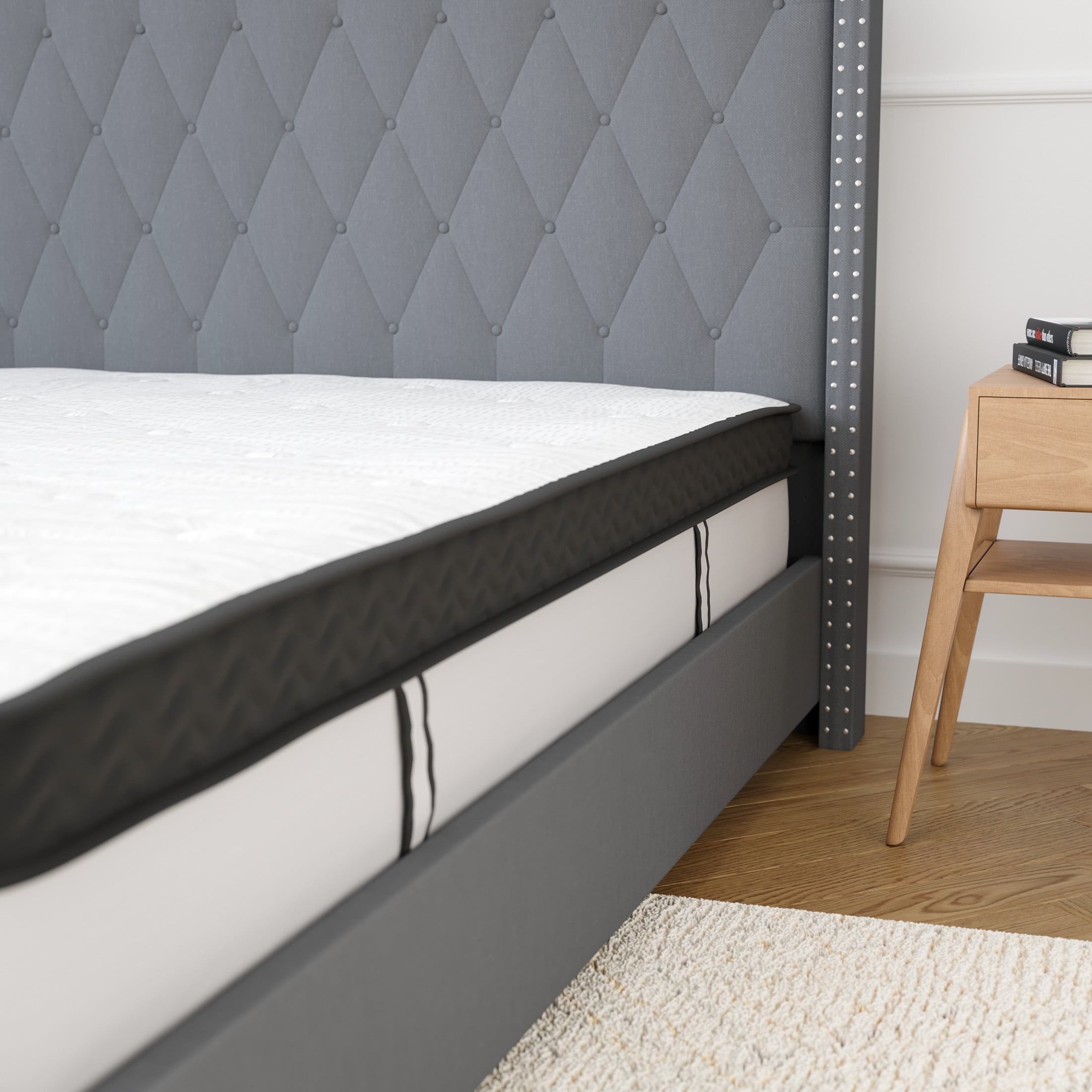 Merrick Lane Hybrid Mattress with Pocket Spring and Memory Foam (Queen, 60 in x 80 in x 12 in) 3k7i1