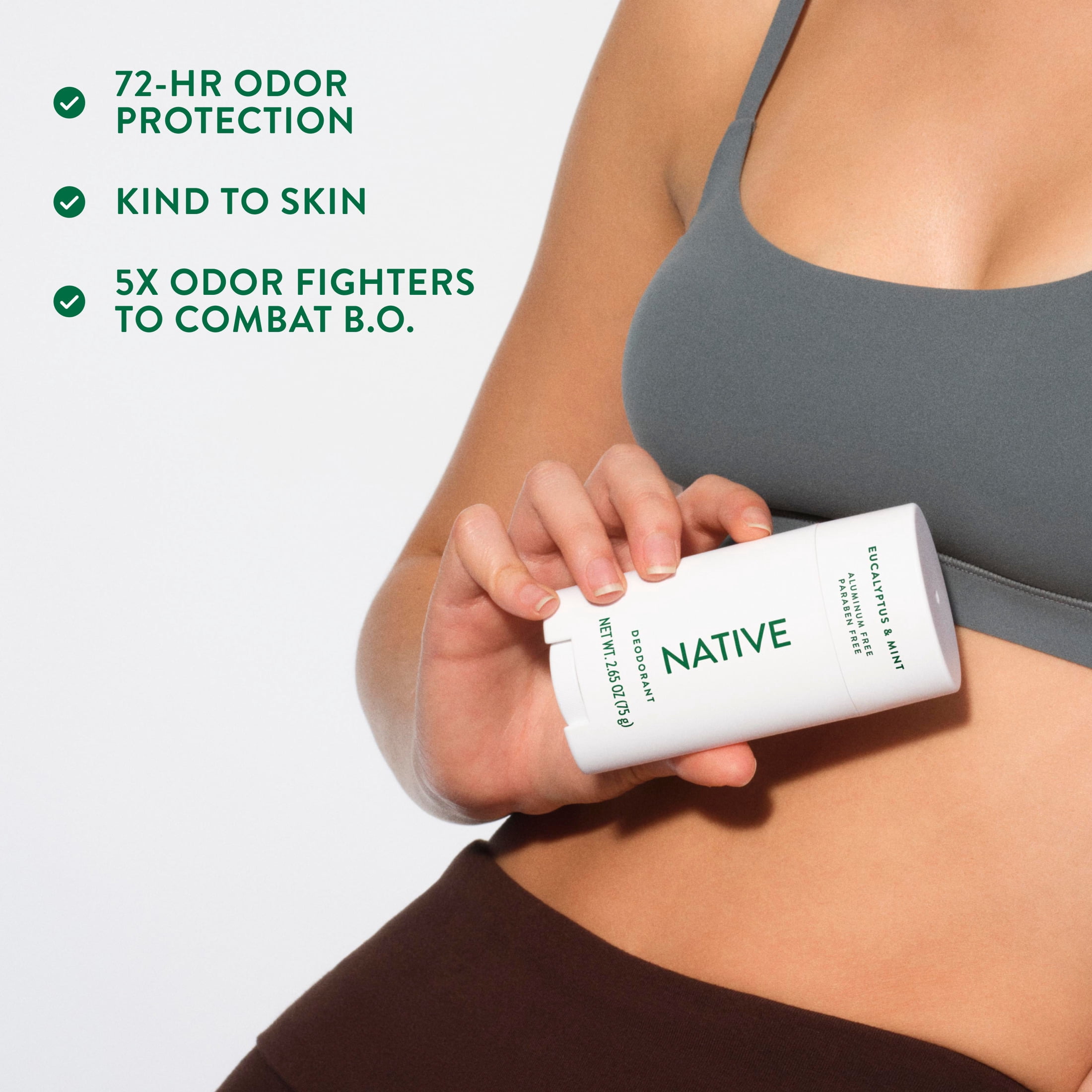 Native Deodorant, Aluminum Free, Eucalyptus & Mint, Long-Lasting Odor Protection (Eucalyptus & Mint, 2.65 oz) n6wcg