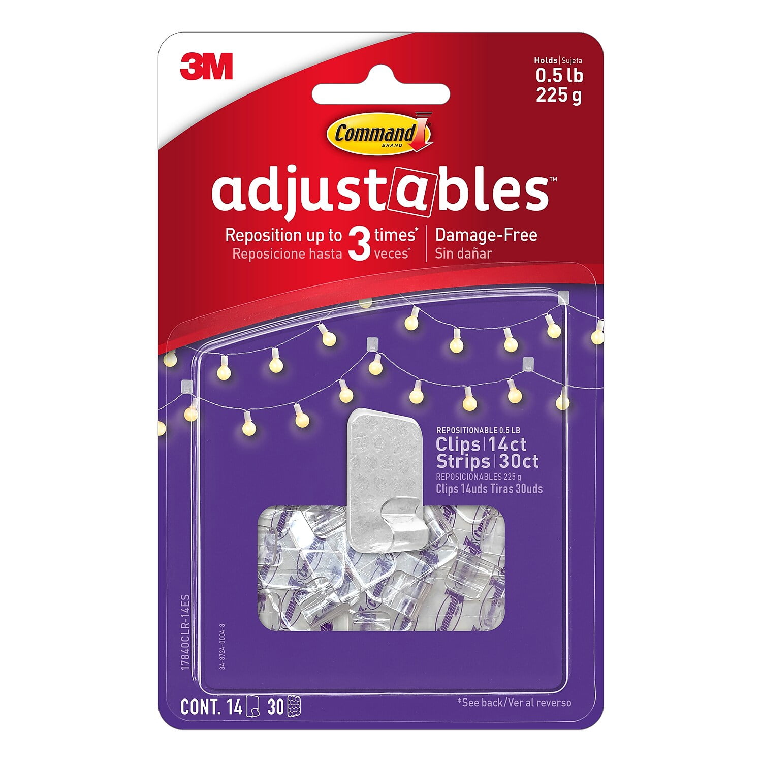 Command Adjustables Repositionable Mini Fasteners (Clear, 14 Clips/Pack) tjzm1
