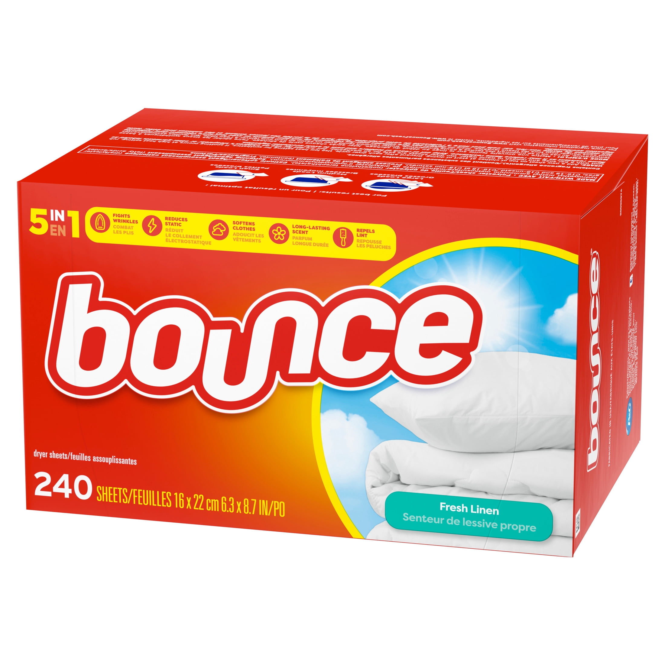 Bounce Fabric Softener Dryer Sheets, Fresh Linen Scent (240 Count) 9w7v5