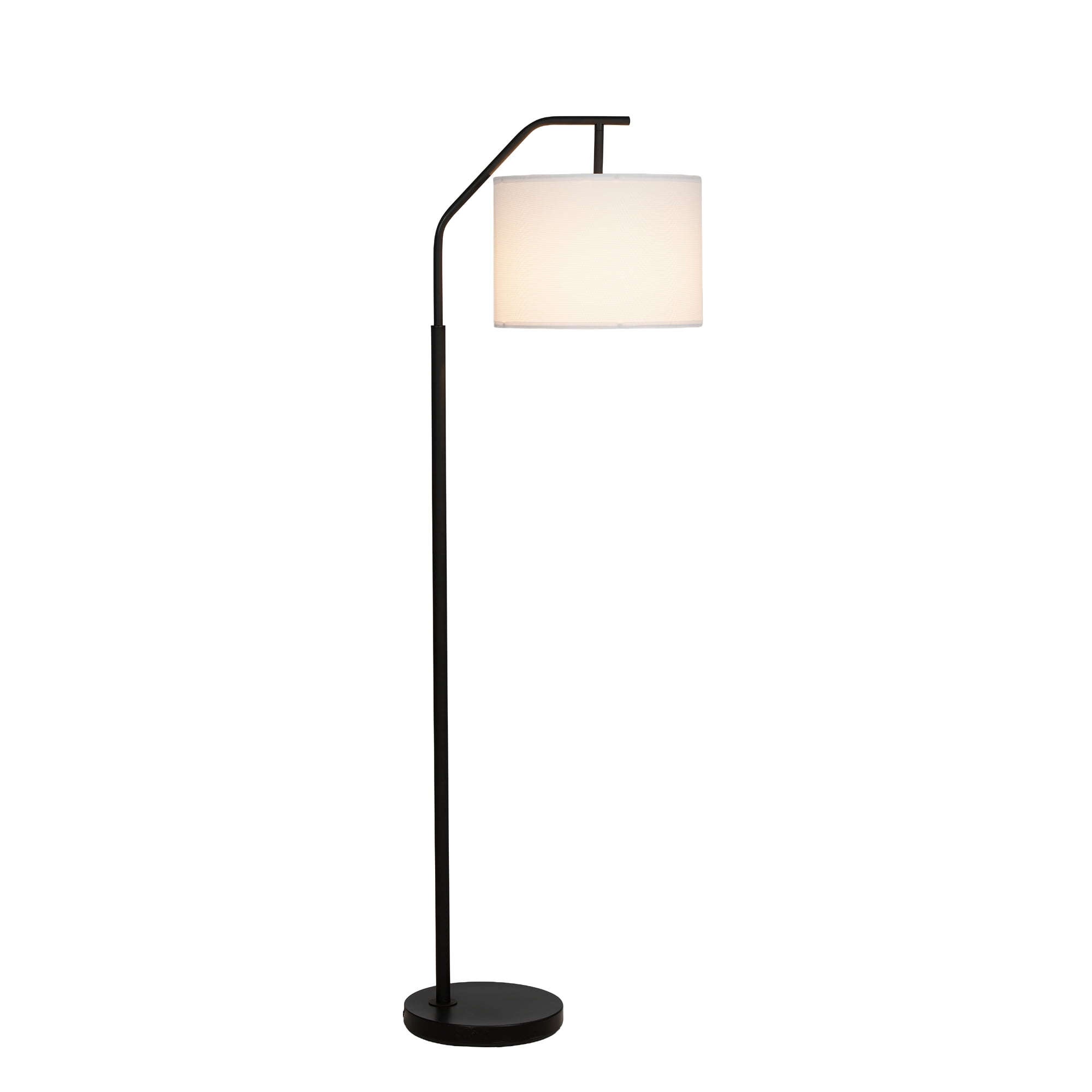 Mainstays 62 in Metal Angled Downbridge Floor Lamp with Linen Shade (Black, 62 in) y353p
