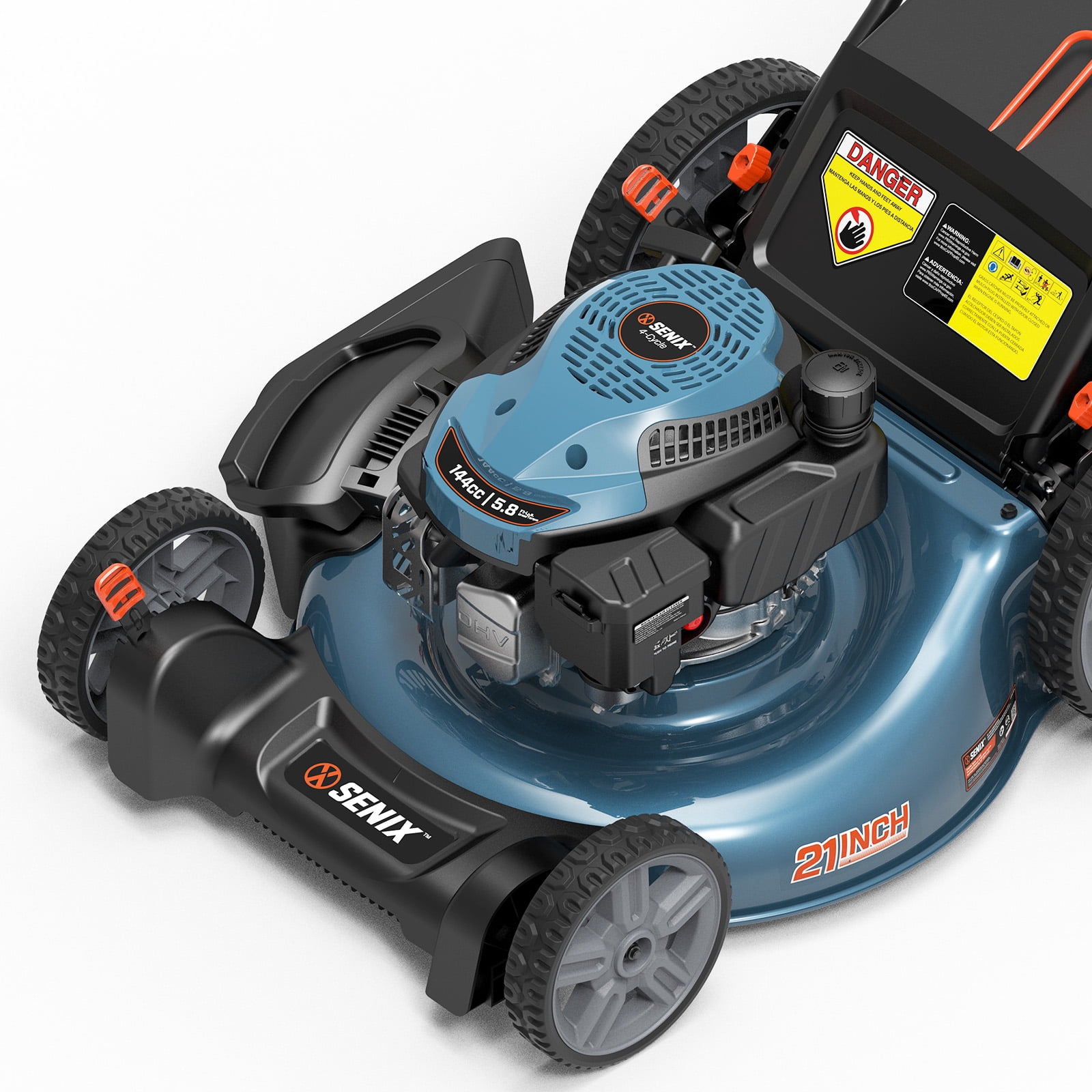 Senix Gas Lawn Mower 21 in Cutting Width 144cc 4-Cycle Engine 3-in-1 (Blue, 21 in) hnvuj