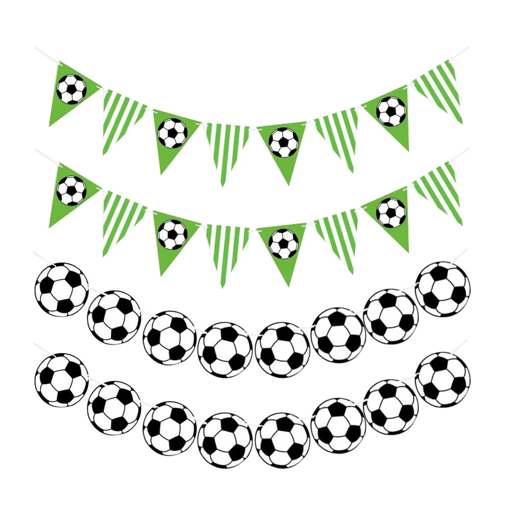 Hemoton Soccer Party Pennant Banner Set (4-Piece Pack, Triangle Football Flags) ednv8