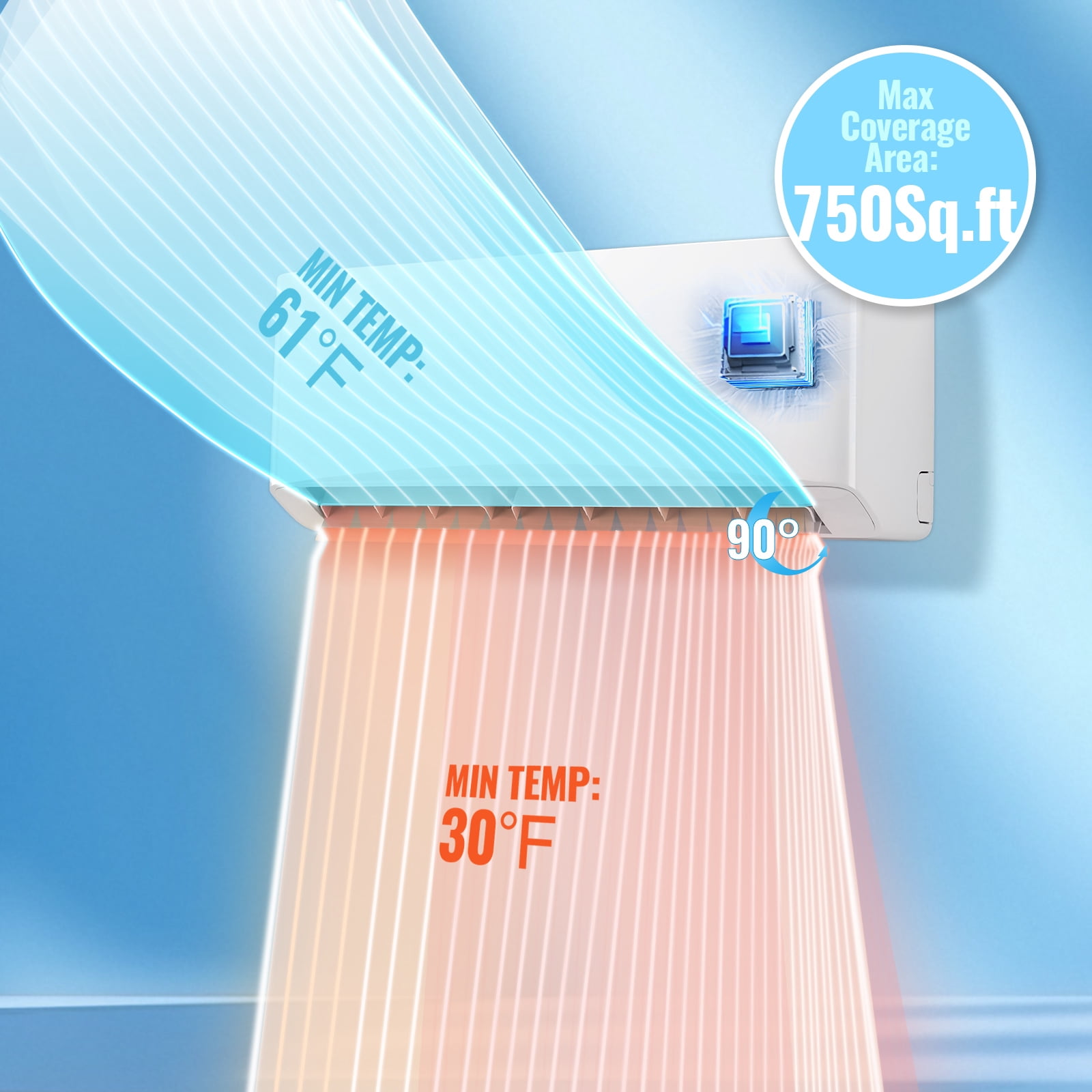 Tacool 12000 BTU Mini Split Air Conditioner and Heater with Heat Pump (White, 750 sq ft) ig752