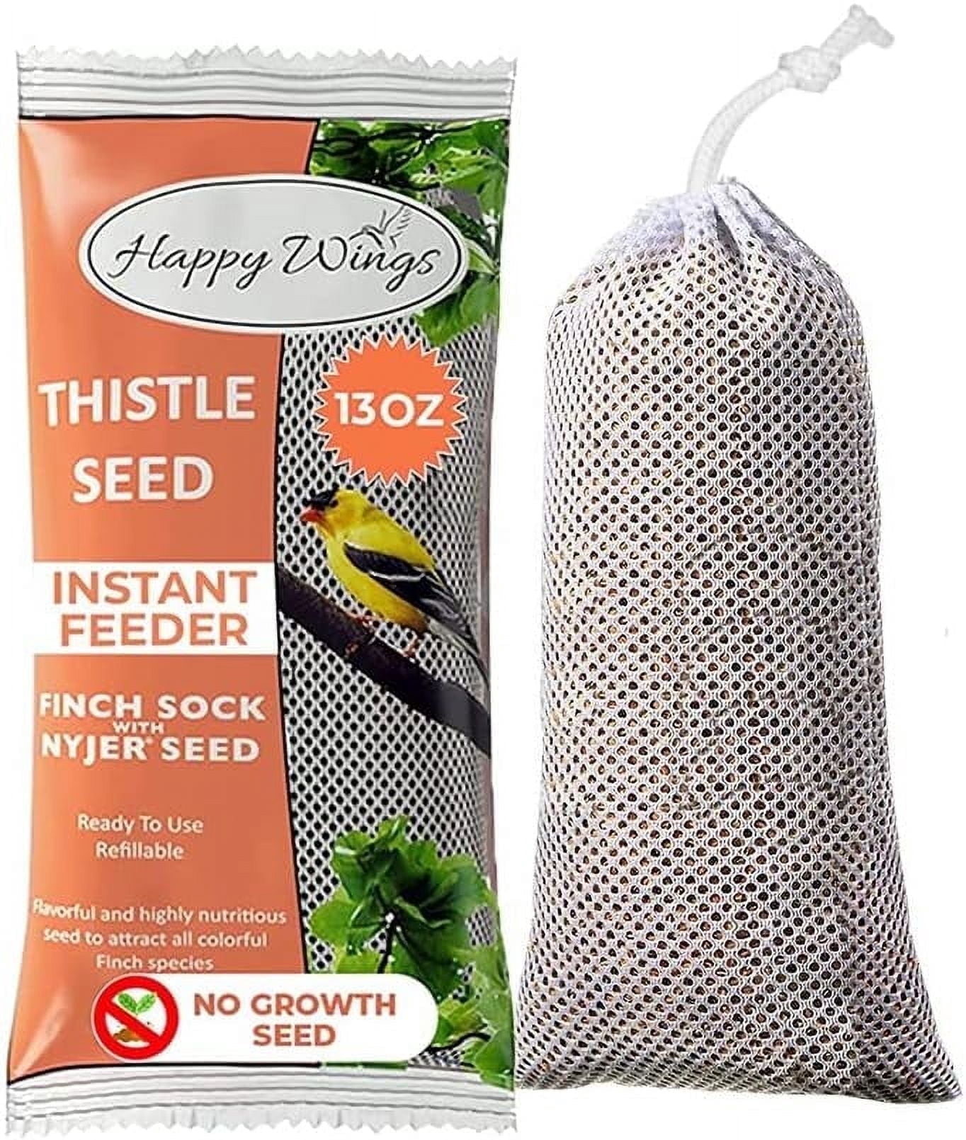Happy Wings Thistle Seed Prefilled Bird Feeder Sock (Nyjer Seed, 13 oz) 6oc7o