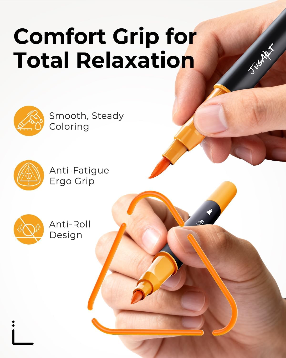 JusArt Dual Tip Art Markers Set, Professional Water-Based Drawing Pens for Adult Coloring (60 Colors, 60 Count) cux54
