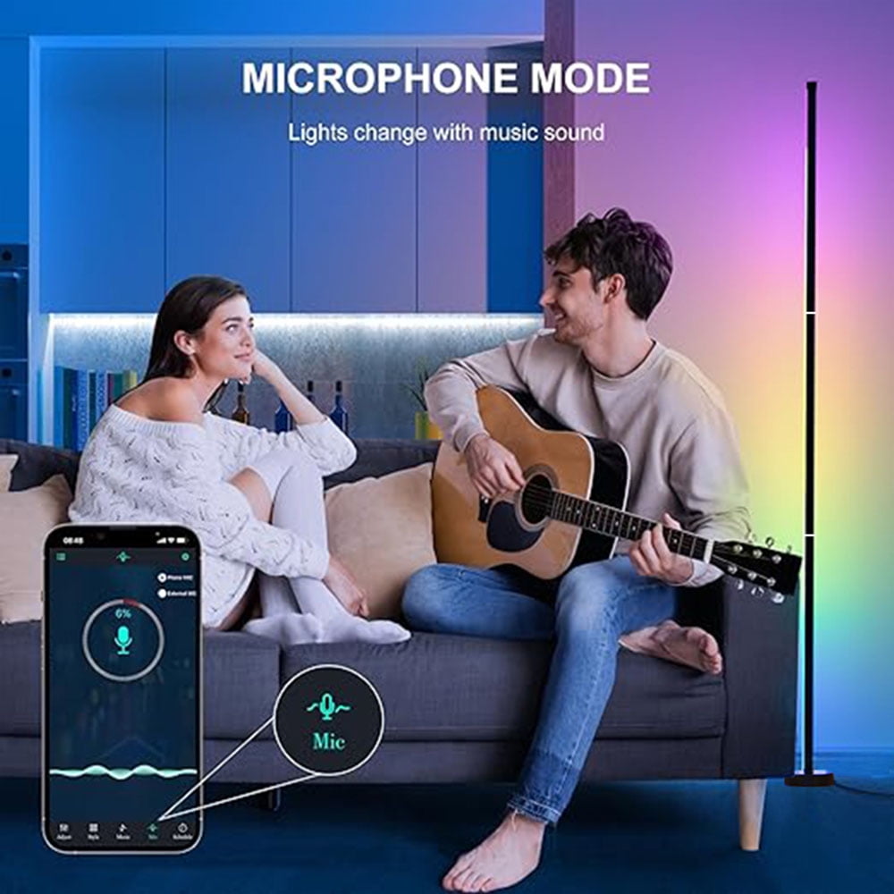 Finedea Smart RGB LED Corner Floor Lamp, Music Sync Color Changing Mood Lighting with App Control (56 in) 48vrk
