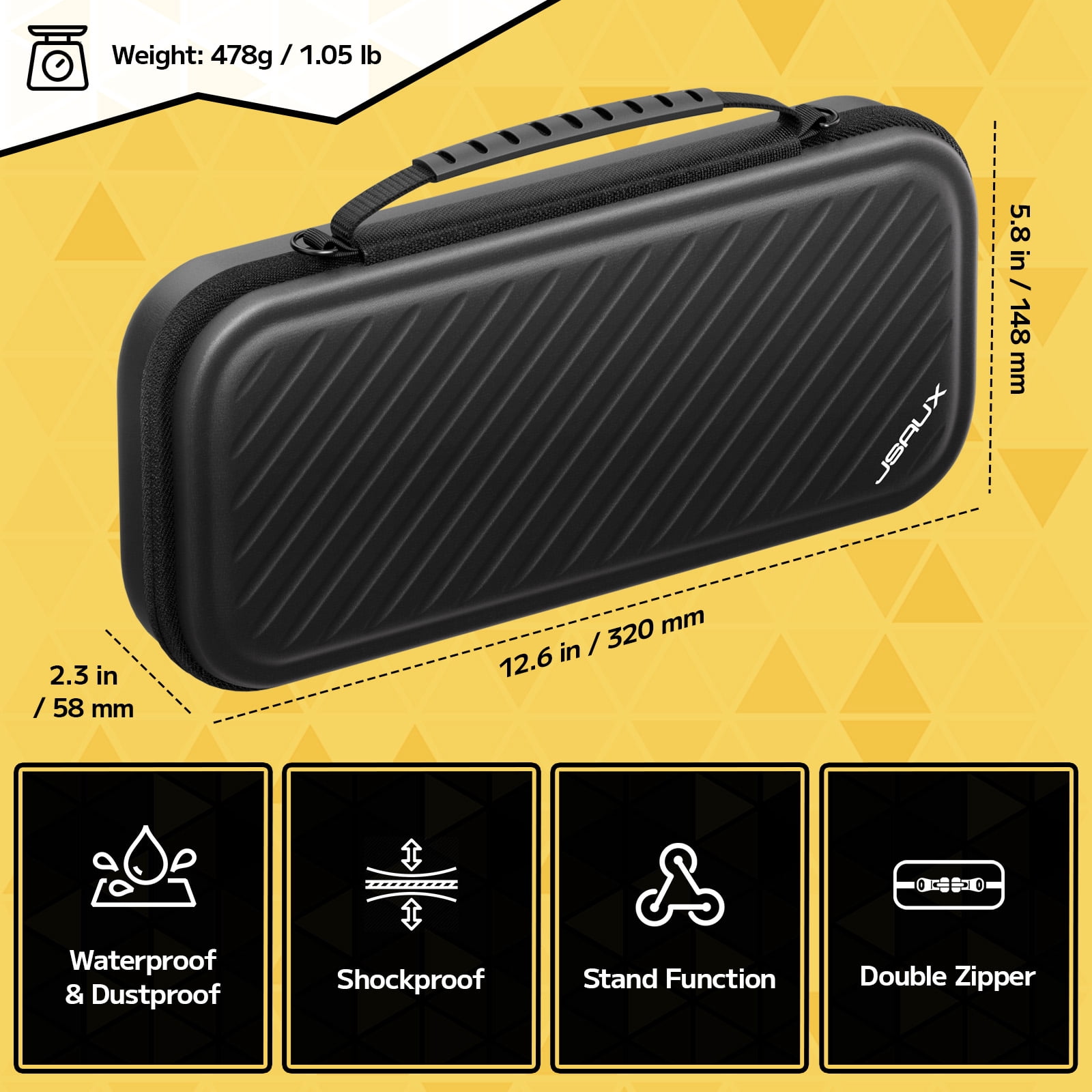 JSAUX Carrying Case for Nintendo Switch 2 Hard Shell Protective Travel Organizer (Black) 97m81