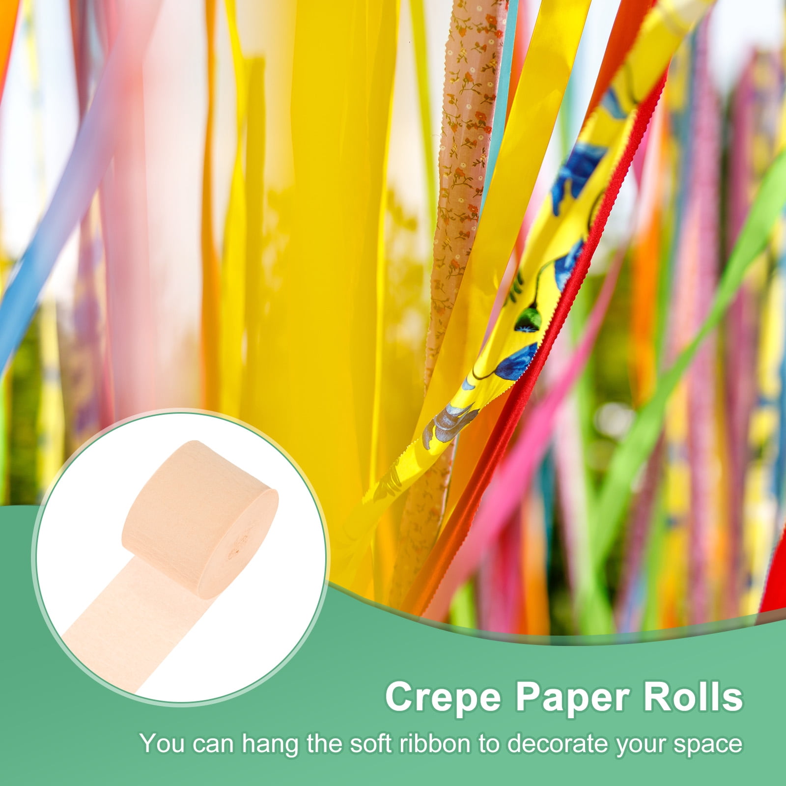 Uxcell Crepe Paper Streamers for Party Decorations and Holiday Crafts (Peach Pink, 8 Rolls, 1.8 in x 82 ft) f28nj