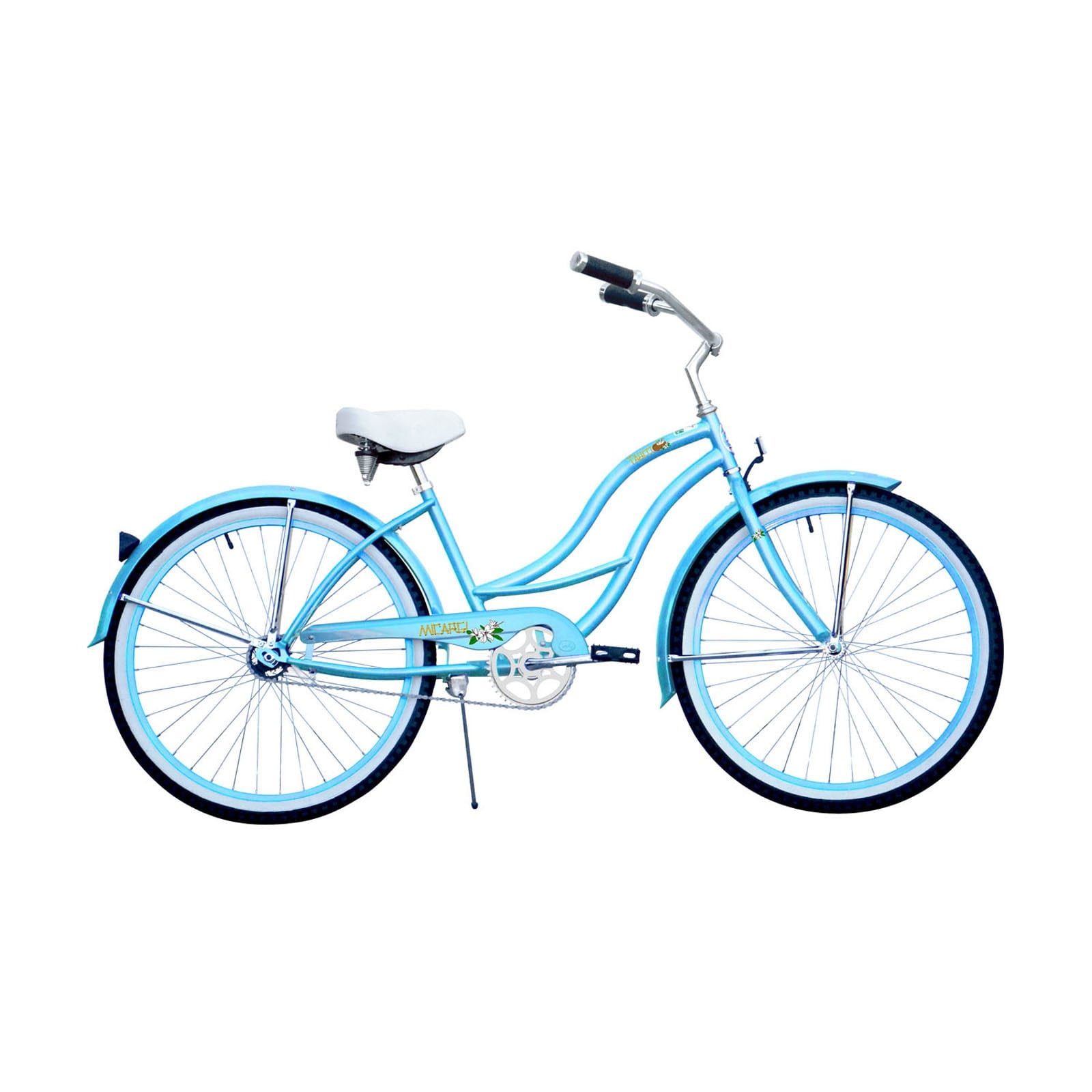 Micargi Tahiti Women's Beach Cruiser Bicycle, Durable Steel Frame with Fenders (Baby Blue, 26 in) gyu8h