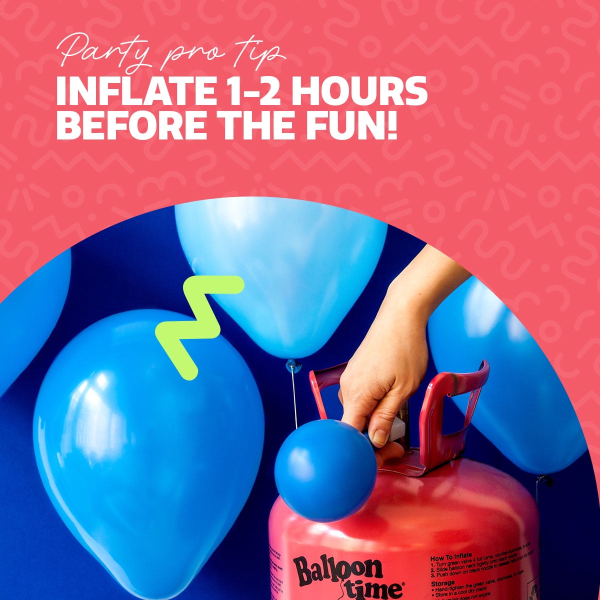 Balloon Time Helium Tank Kit for Party Decorations with Ribbons and Balloons (Medium, 8.9 cu ft) 6ayji