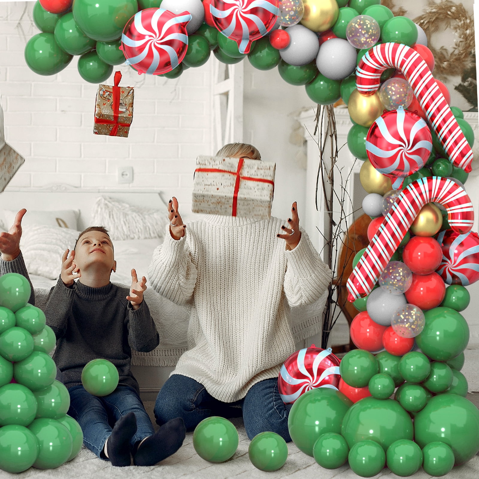 MELORDY Christmas Balloon Garland Arch Kit, Festive Holiday Party Decorations (152 Piece Set) jyghd