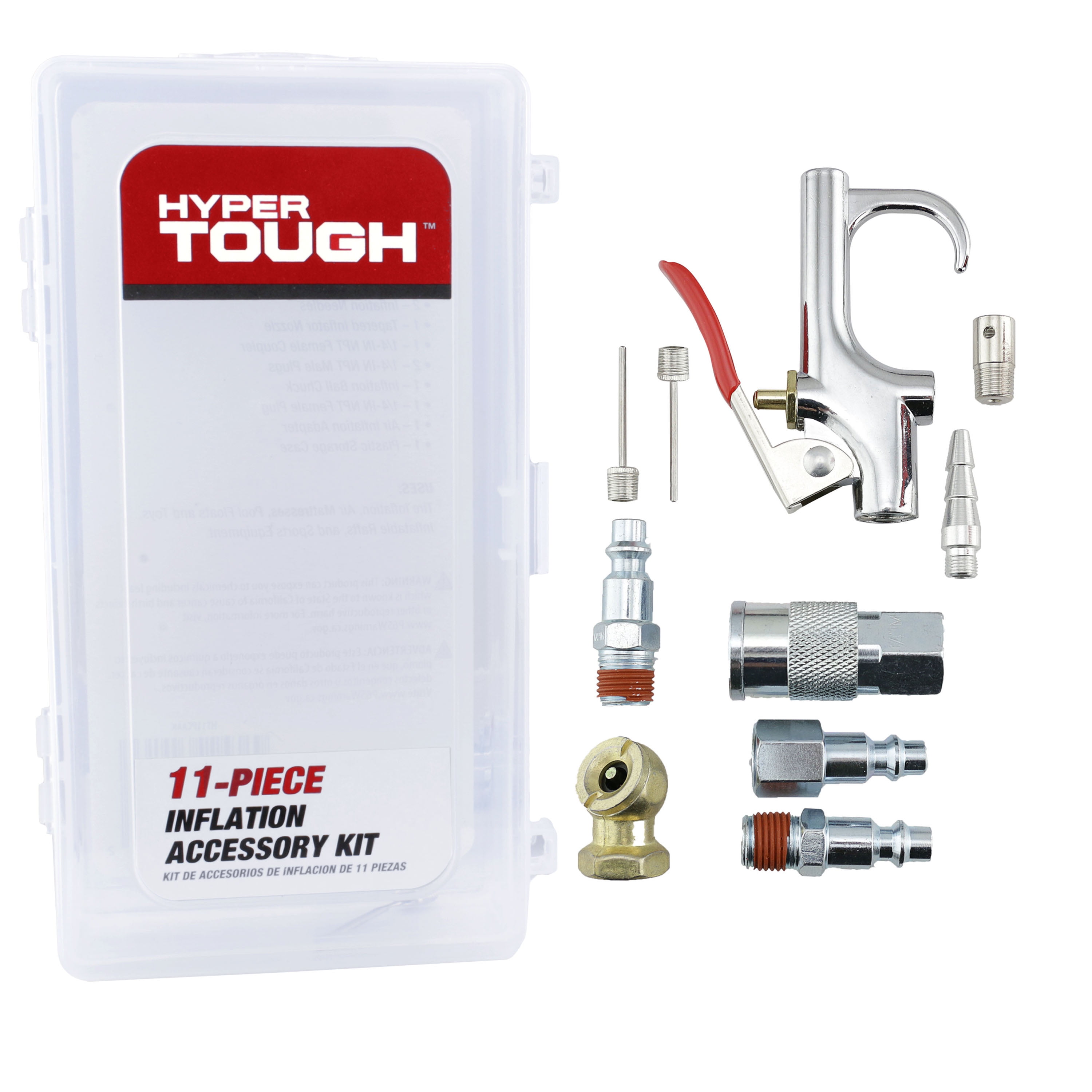 Hyper Tough 11-Piece Air Compressor Inflation Accessory Kit (Silver, 11-Piece Set) 5yych