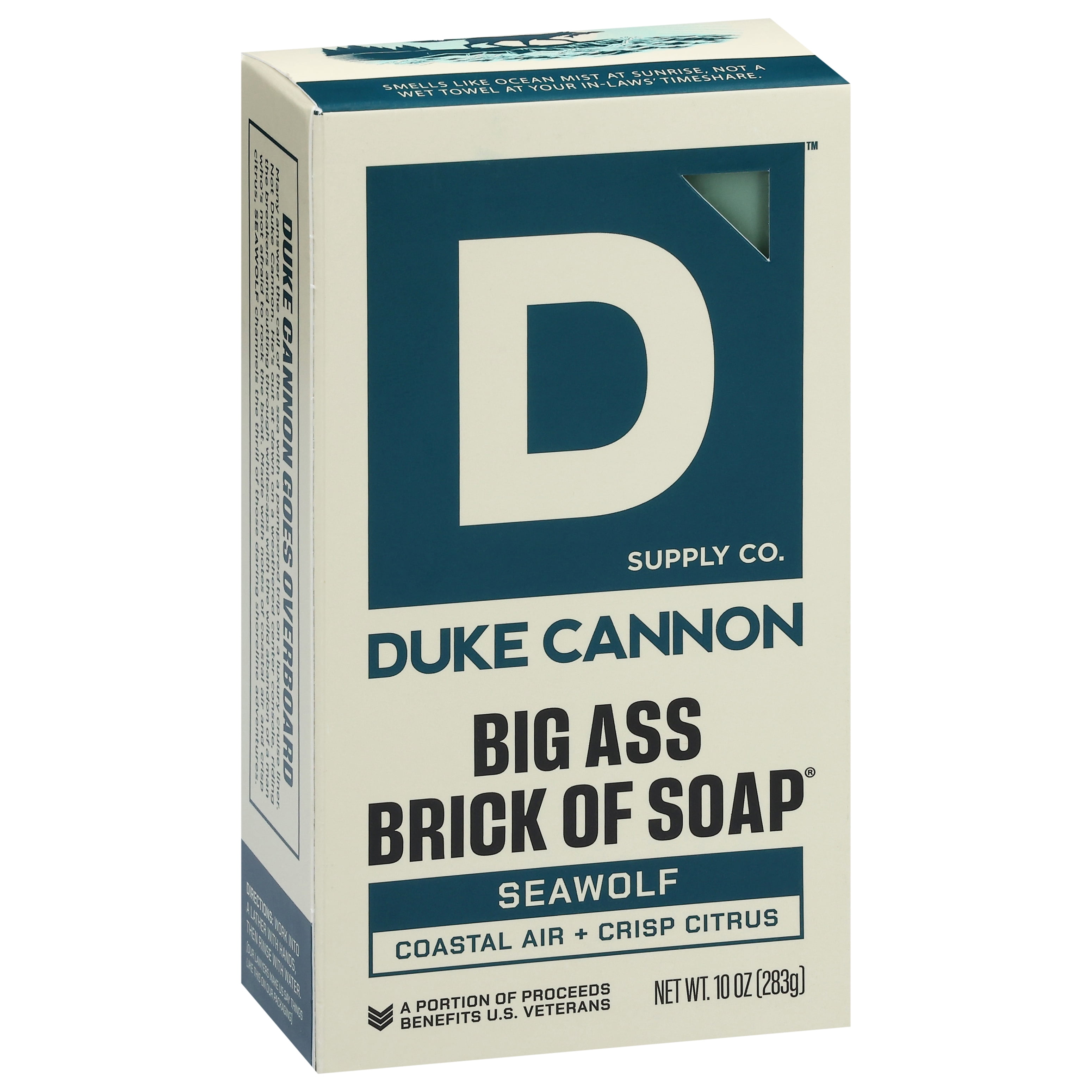 Duke Cannon Big Ass Brick of Soap for Men, Seawolf Scent, Long-Lasting Triple-Milled Bar (White, 10 oz) 2cz2l