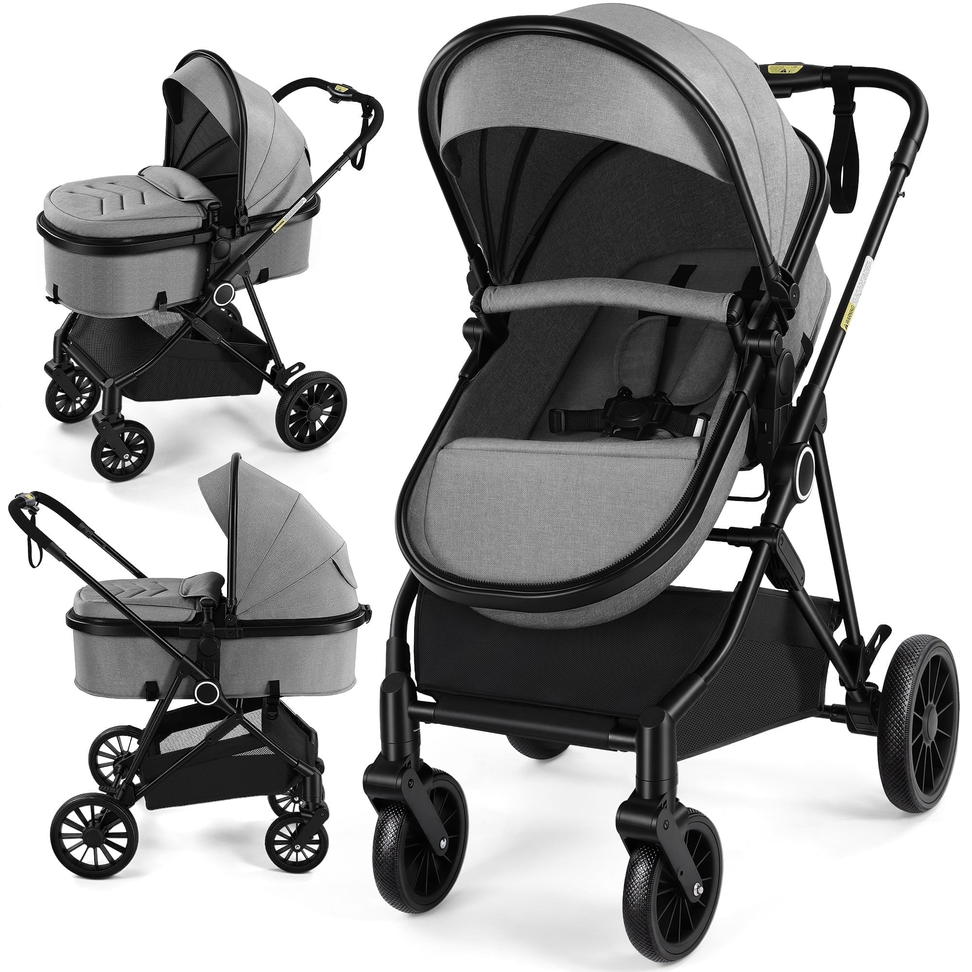 Vomeast Foldable Lightweight Travel Stroller with Reversible Seat and 5-Point Harness (Grey, 33 lb Capacity) 1lvg6