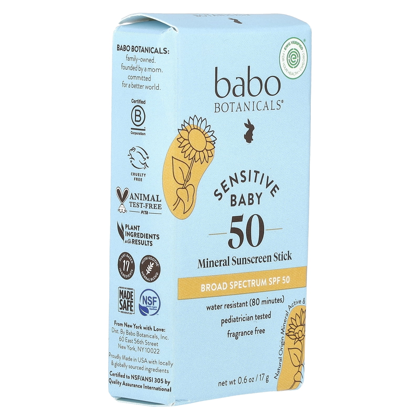 Babo Botanicals Baby Face Mineral Sunscreen SPF 50 (Clear, 0.6 oz) 7t698