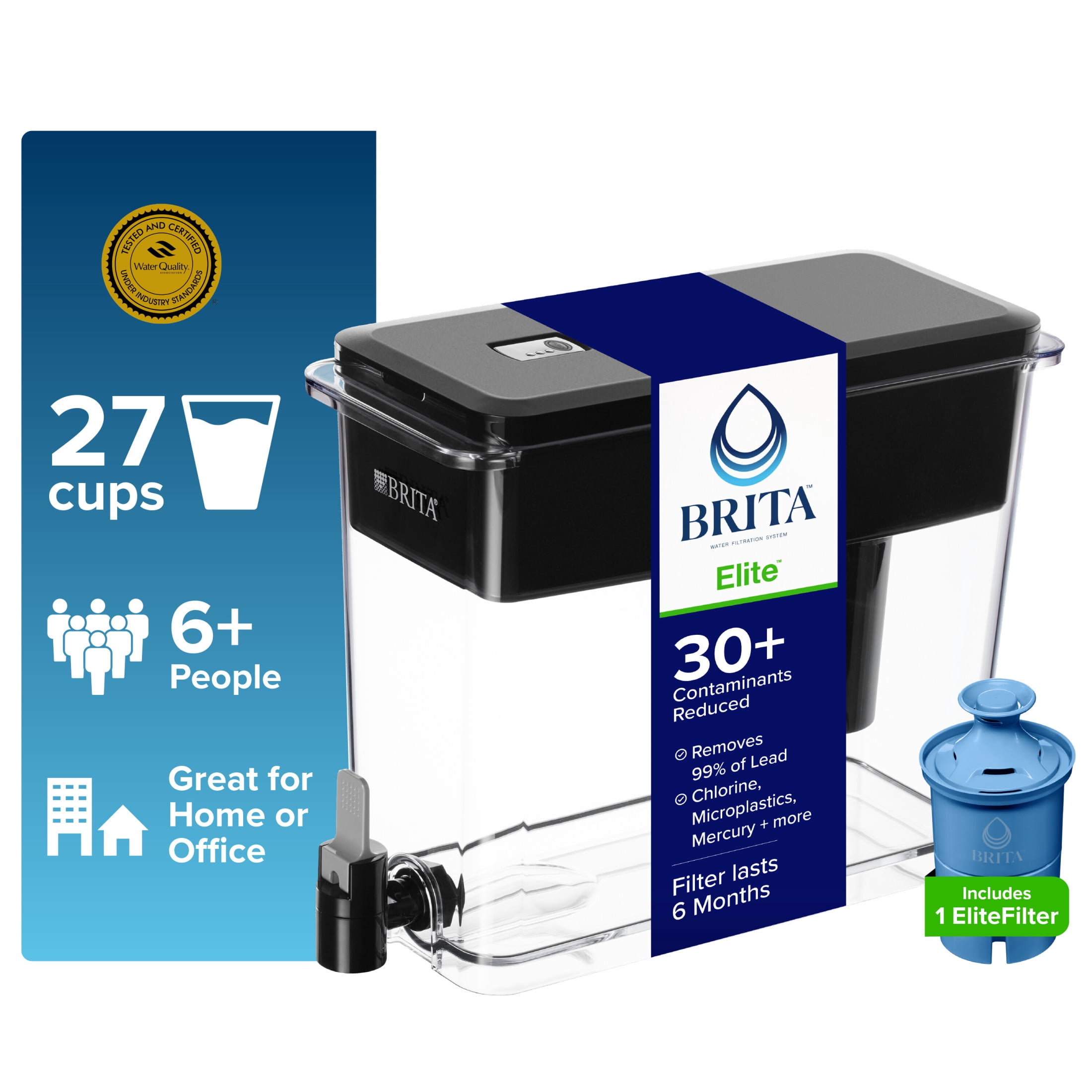 Brita UltraMax Water Filtration Dispenser (Black, 27 Cup) cyyje