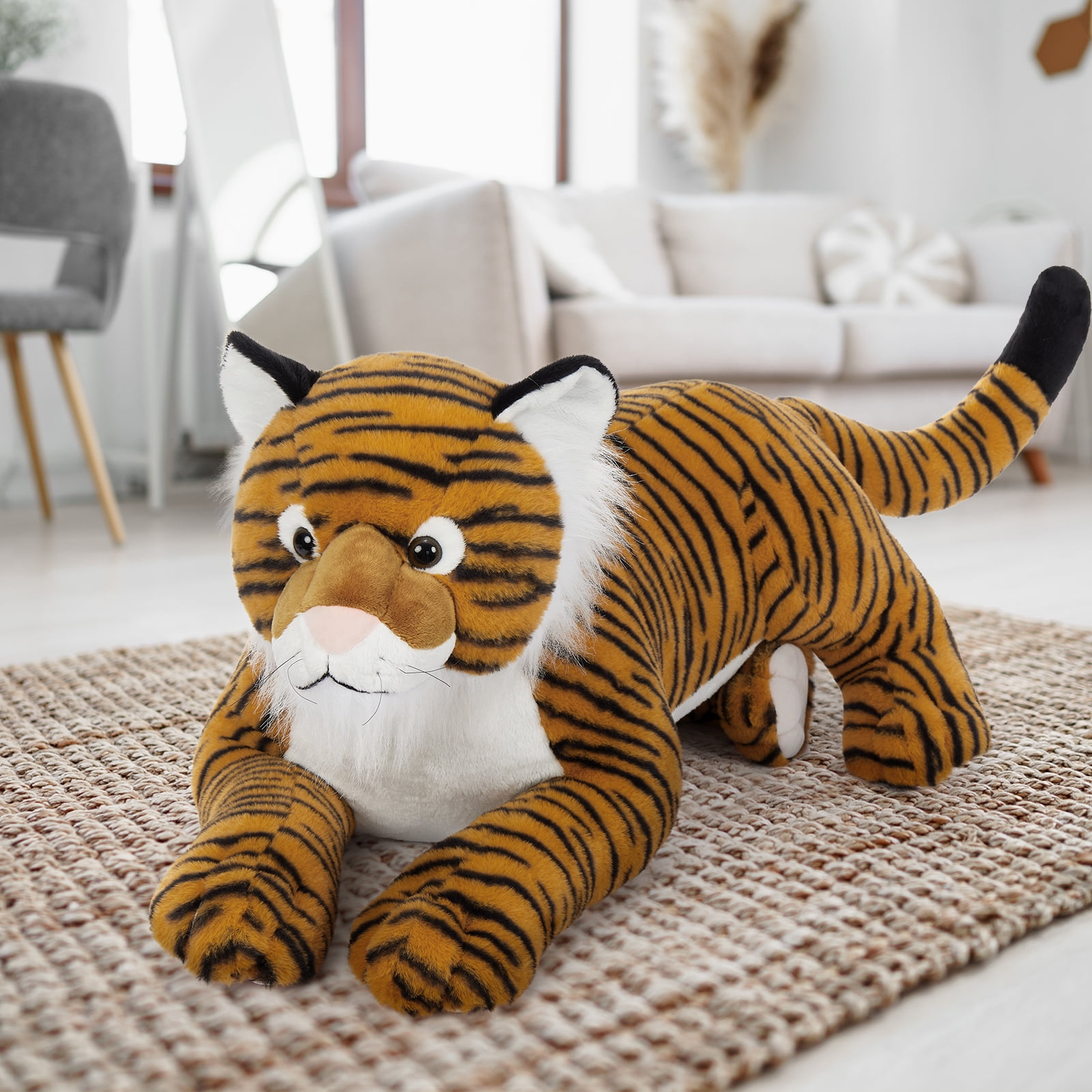 MorisMos Giant Tiger Stuffed Animal Realistic Large Plush Toy (Brown, 43 in) 0x8od