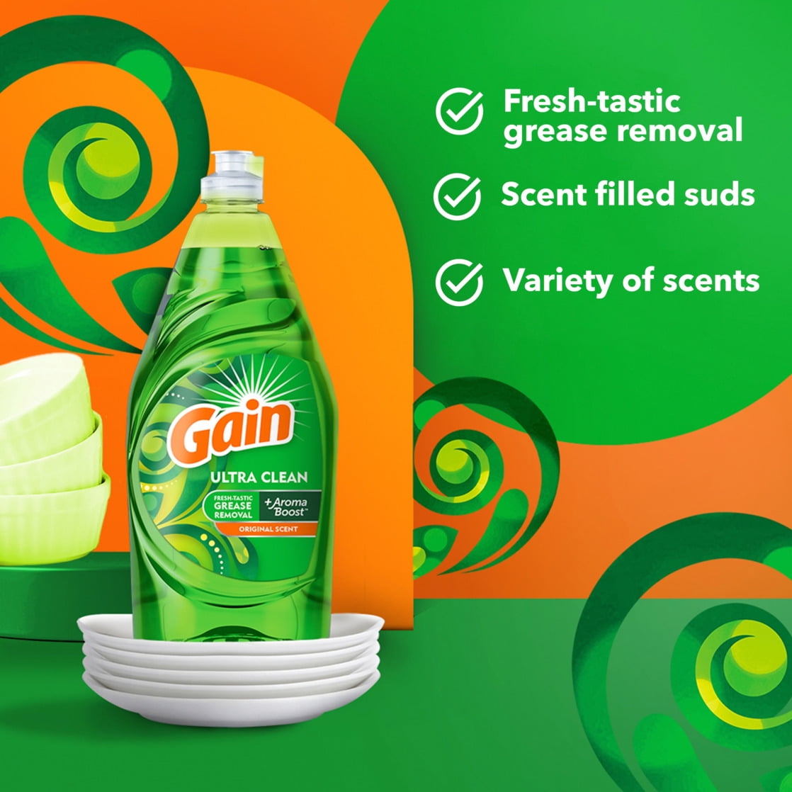 Gain Ultra Dishwashing Liquid Soap, Grease-Fighting Formula (Original Scent, 8 fl oz) rxexr