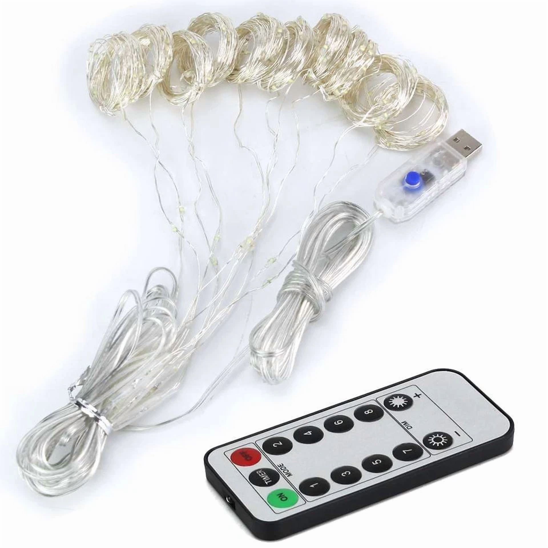 KLYNE 300 LED Curtain Fairy Lights USB Powered String Lights with Remote for Wedding Party Christmas (9.8 ft x 9.8 ft) dw3sm