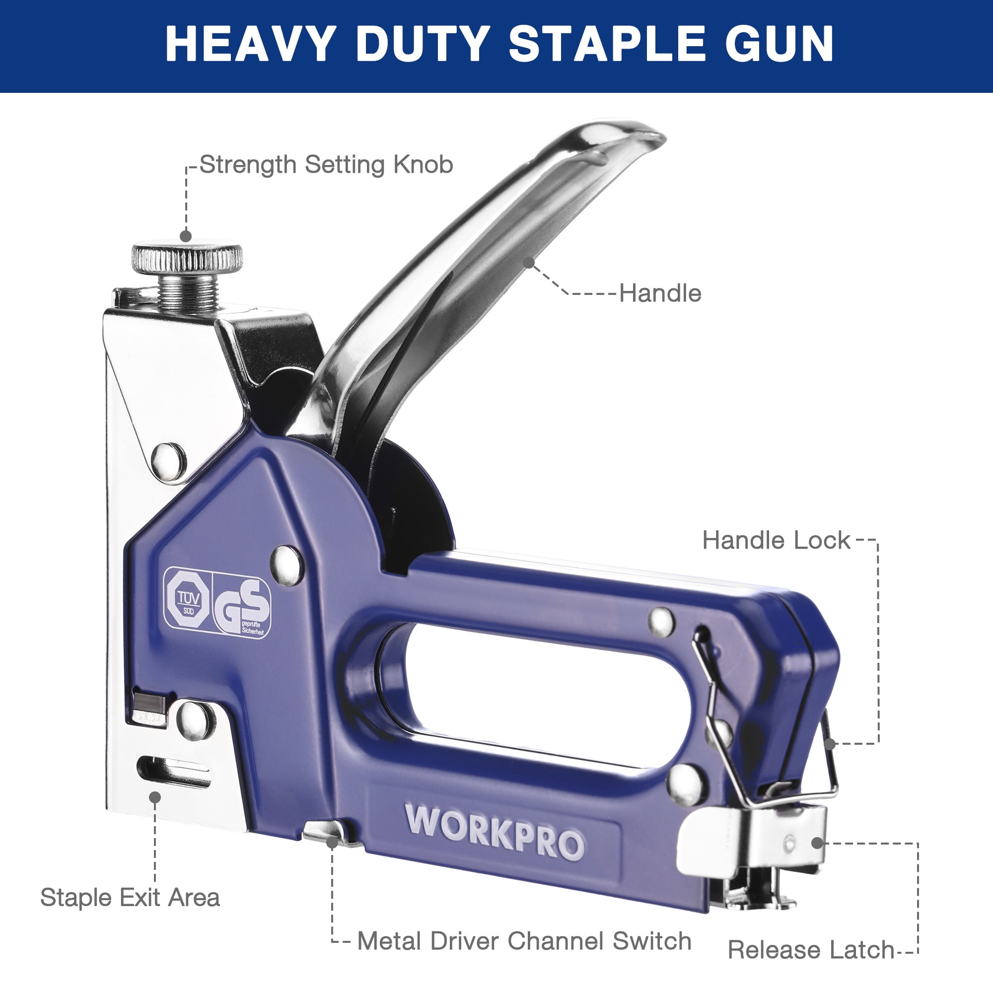 WORKPRO 3-in-1 Heavy Duty Manual Staple Gun Kit with 1500 Staples and Remover (Blue, 1 Kit) u8g9v