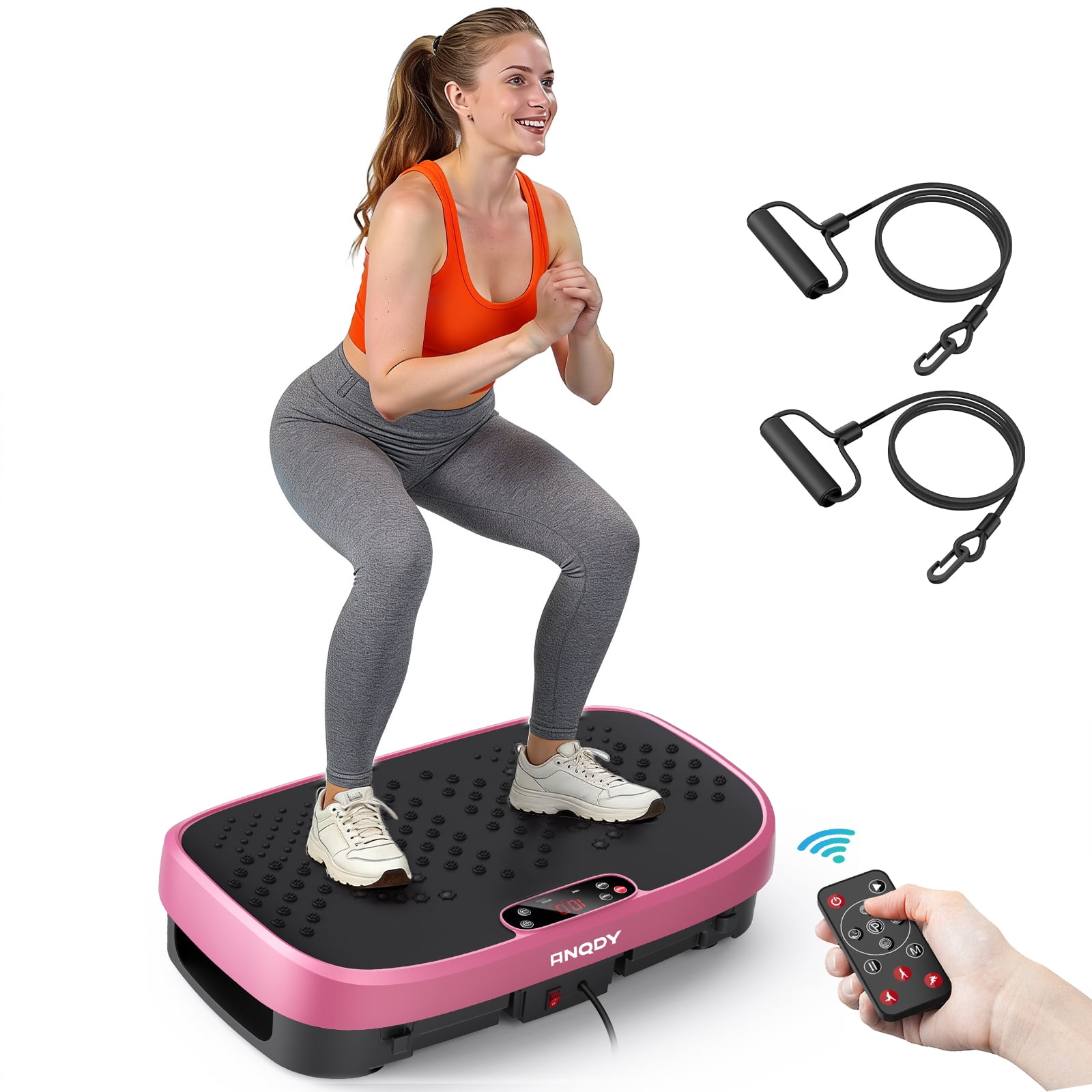 Anqdy Vibration Plate Exercise Machine with Magnetic Acupoints and LCD Display (Pink, 22 in x 14 in x 6 in) pn9ge