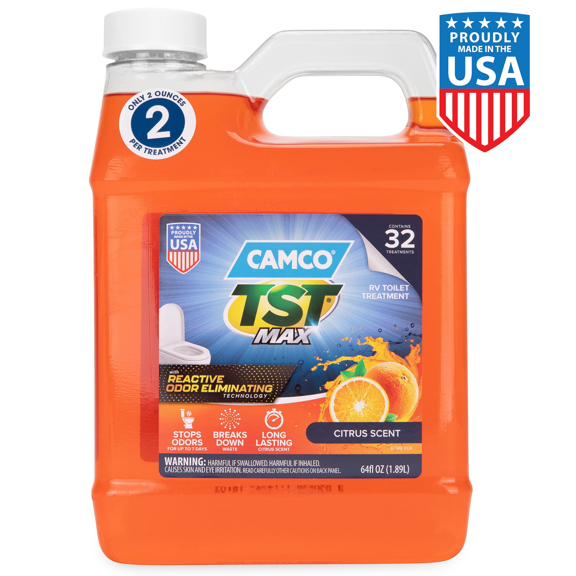 Camco TST MAX RV Toilet Treatment, Odor Eliminator & Waste Digester (Citrus Scent, 64 oz) emagp