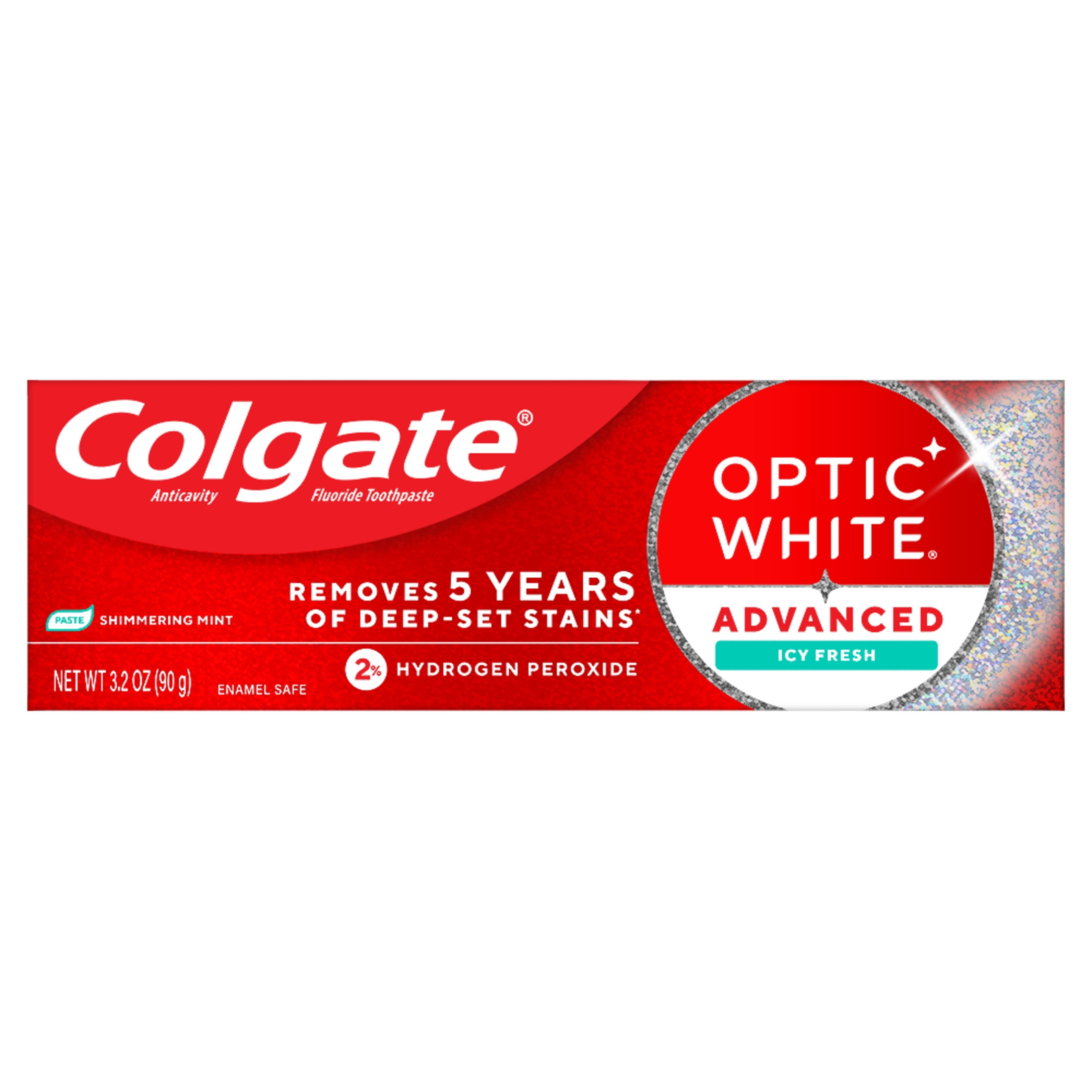 Colgate Optic White Advanced Teeth Whitening Toothpaste, Enamel-Safe Formula (Icy Fresh, 3.2 oz) s5pi5