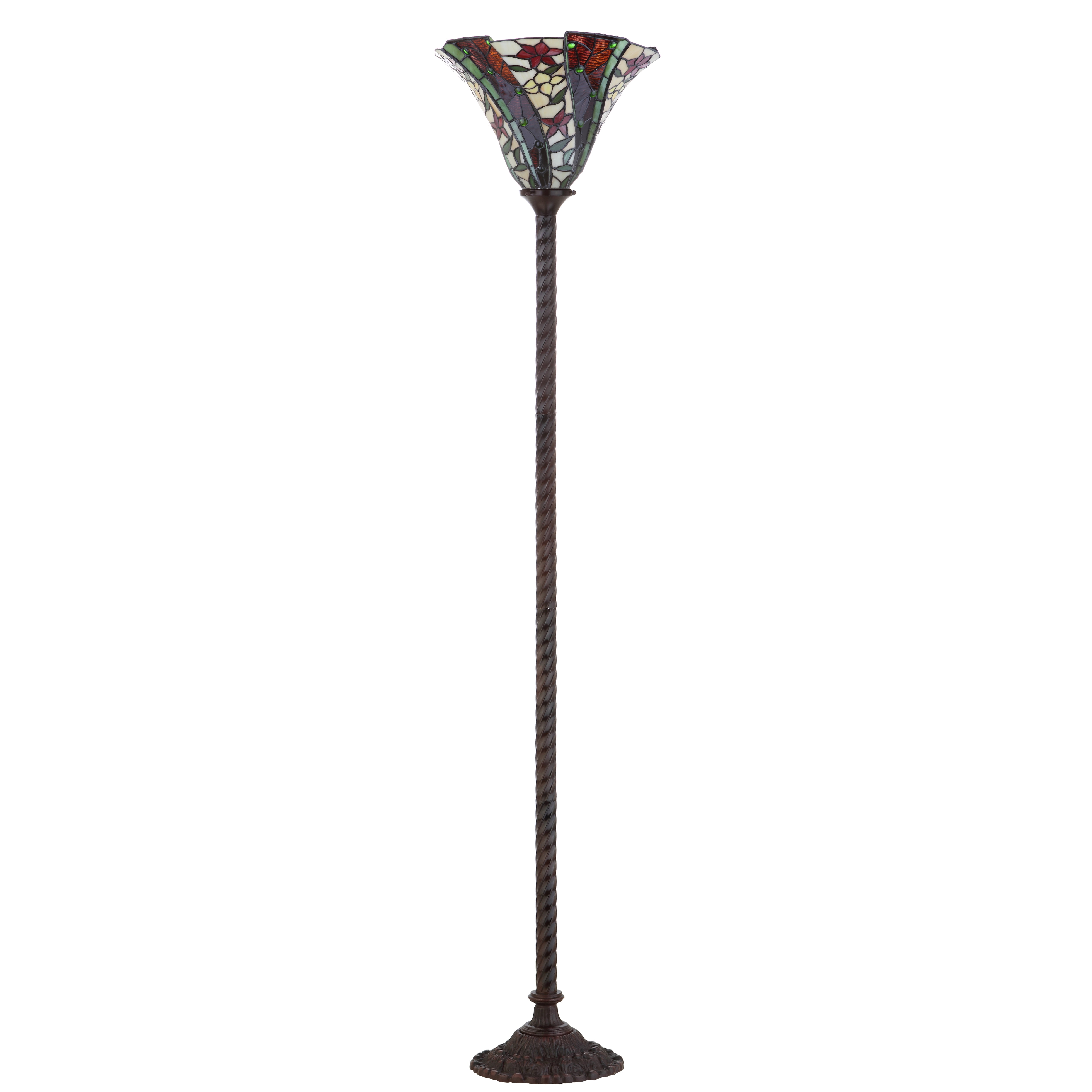 JONATHAN Y Williams Tiffany-Style Torchiere Floor Lamp (Bronze, 71 in) np3wi