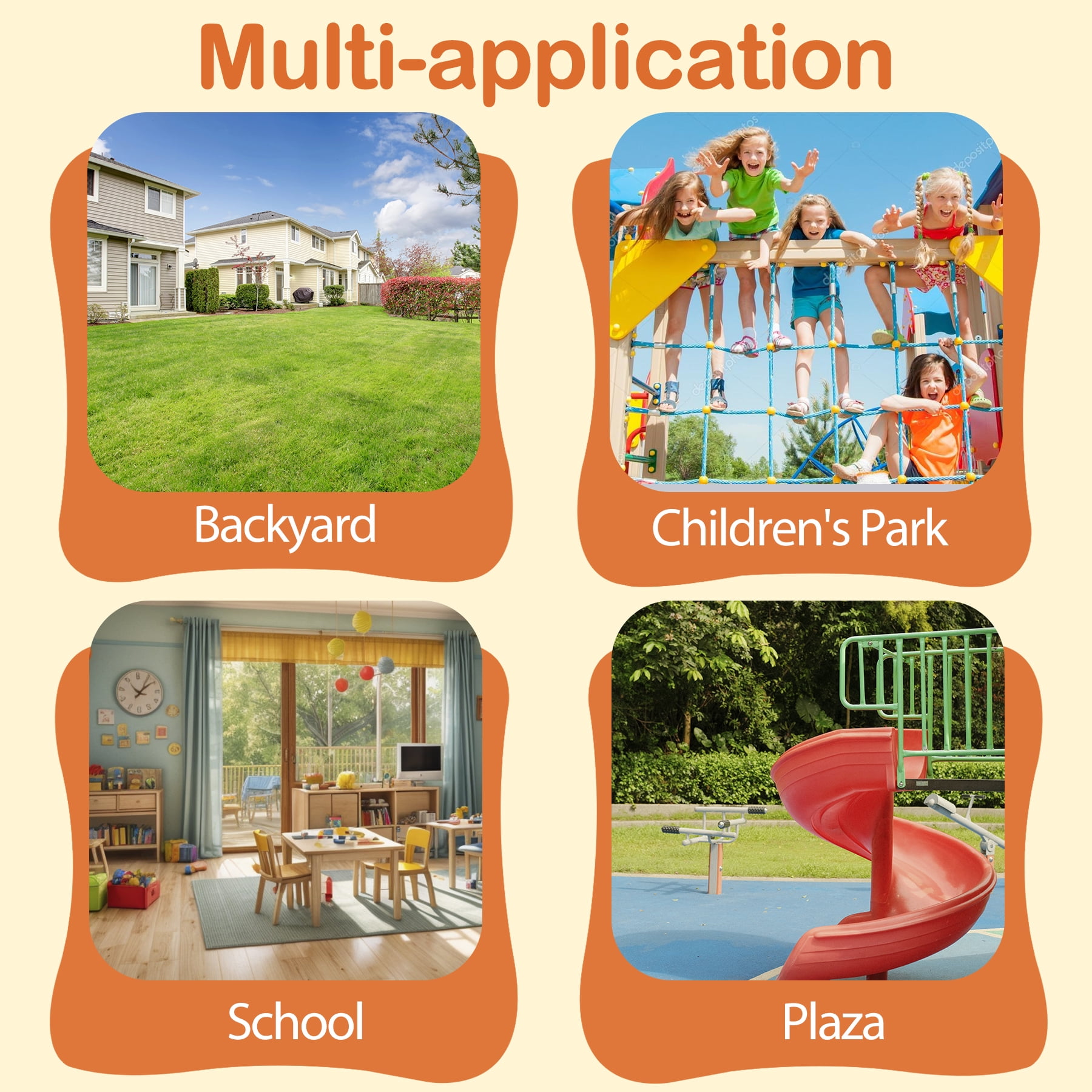 ZenSports 5-in-1 Outdoor Kids Swing Set with Saucer Swing, Belt Swing, Seesaw, Basketball Hoop, and Climbing Ladder (Orange, 660 lb Capacity) wfok7