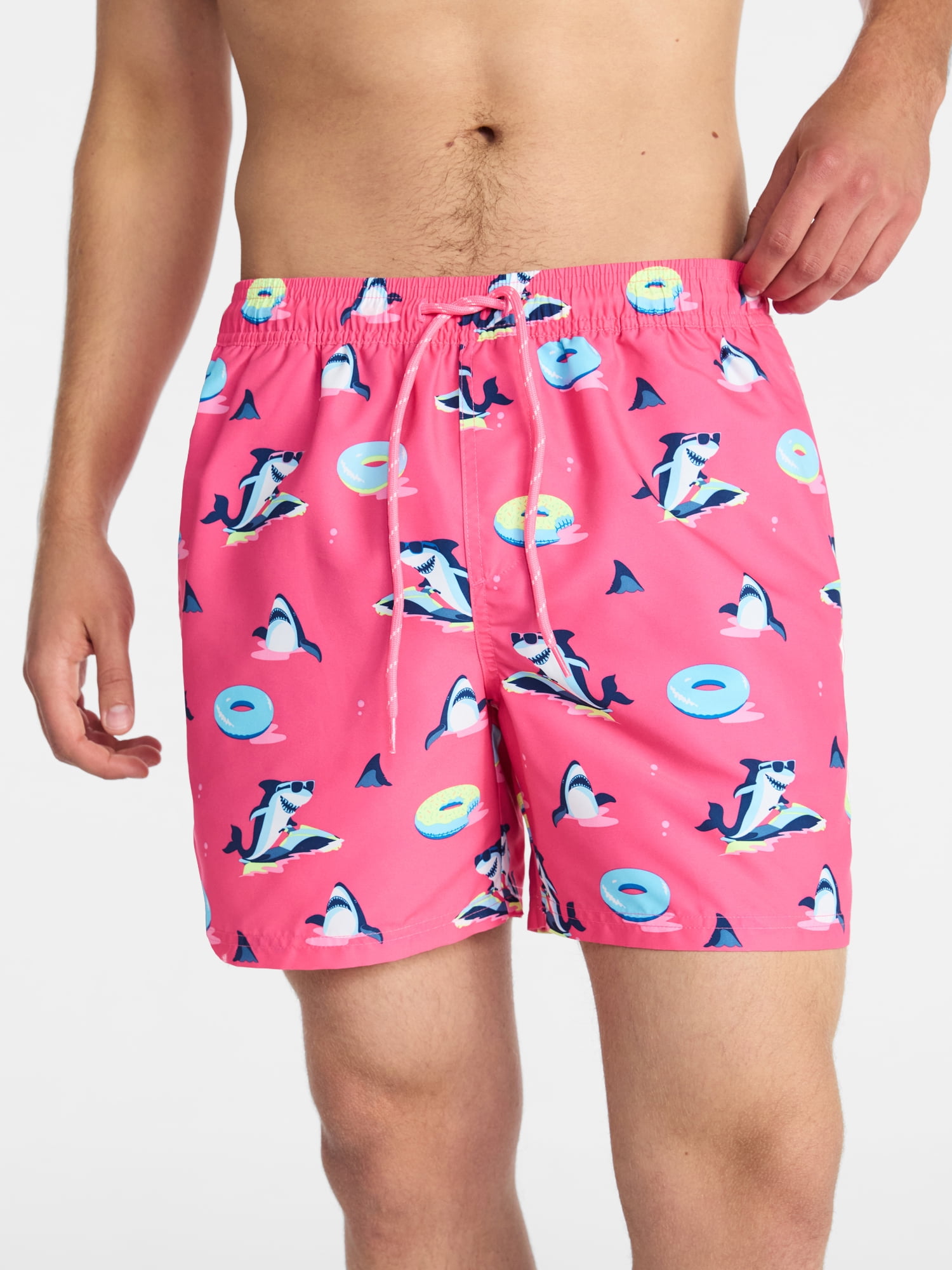 No Boundaries Men's Swim Trunks Quick-Dry Elastic Waistband (Pink, S-5XL) 30aa2