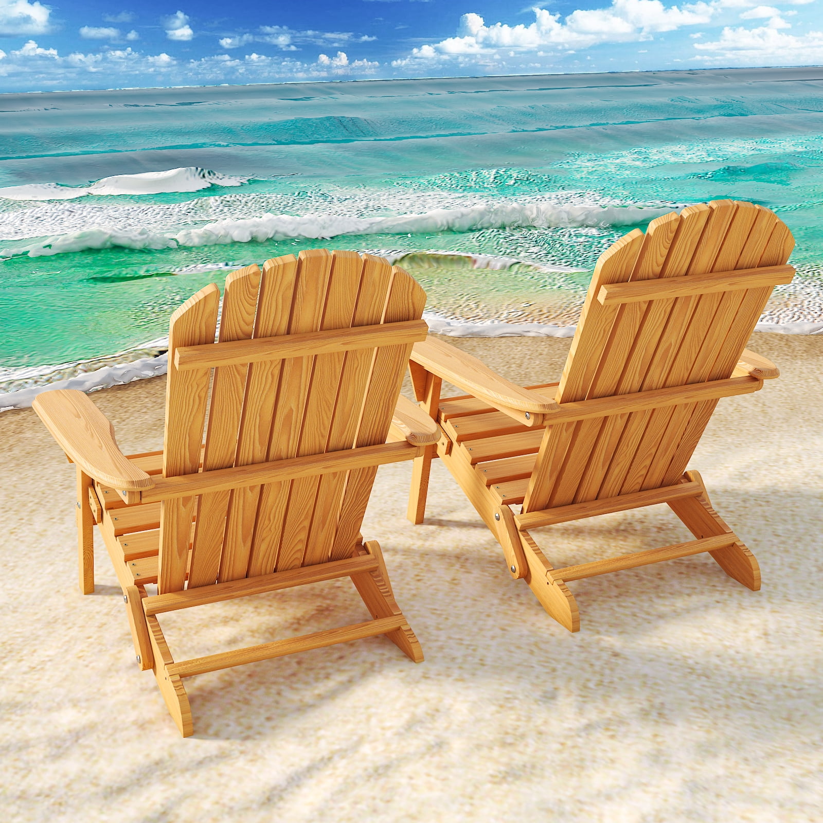Ktaxon Folding Wooden Adirondack Chair, Weather-Resistant Outdoor Patio Seat (Brown, 35.4 in Height) m57r6