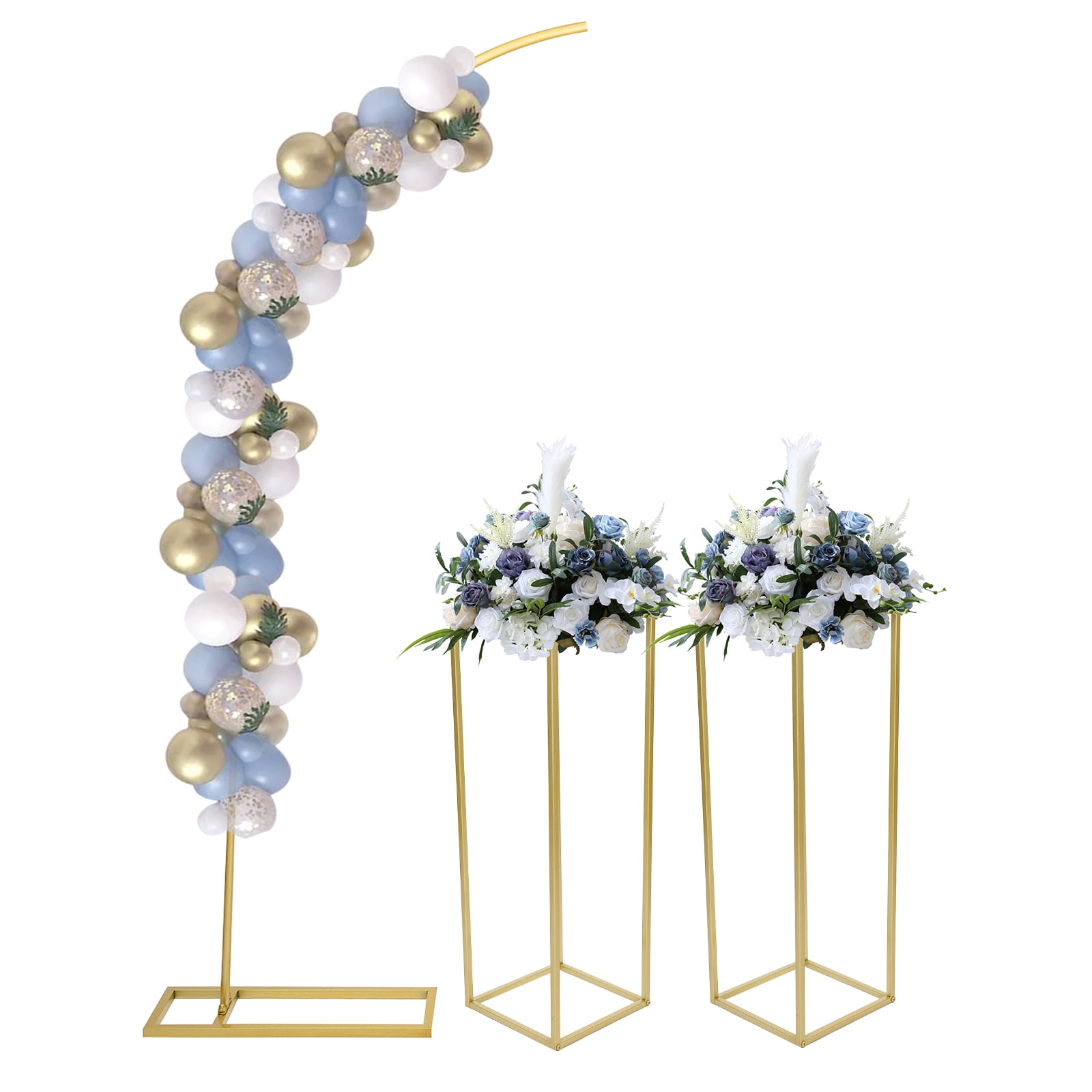 TOOL1SHOoo Wedding Arch Flower Stand Set, Heavy-Duty Metal Rectangular Backdrop Frame for Events (Gold, 3-Piece Set) 5l8ow