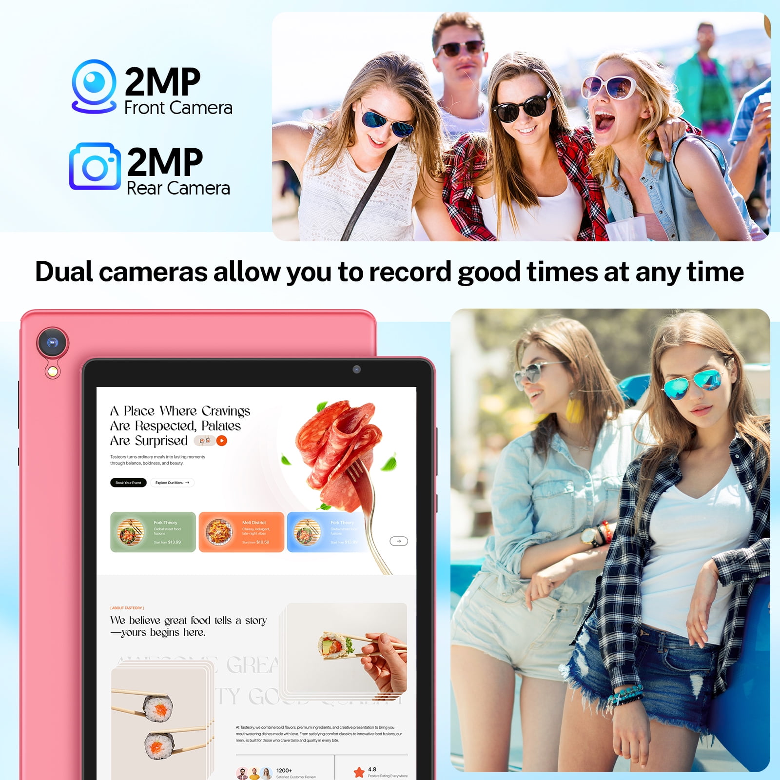 Tedupee 10 in Android 14 Tablet Quad Core Processor 4GB RAM 32GB ROM IPS HD Display (Pink, 10 in) m7n7m
