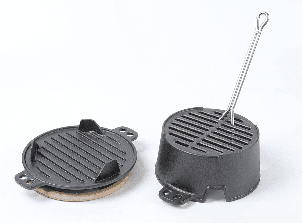 HAWOK Pre-seasoned Cast Iron Hibachi Grill, Portable Charcoal BBQ for Outdoor Camping (Black, 10 in x 7.9 in x 4.4 in) n4mra