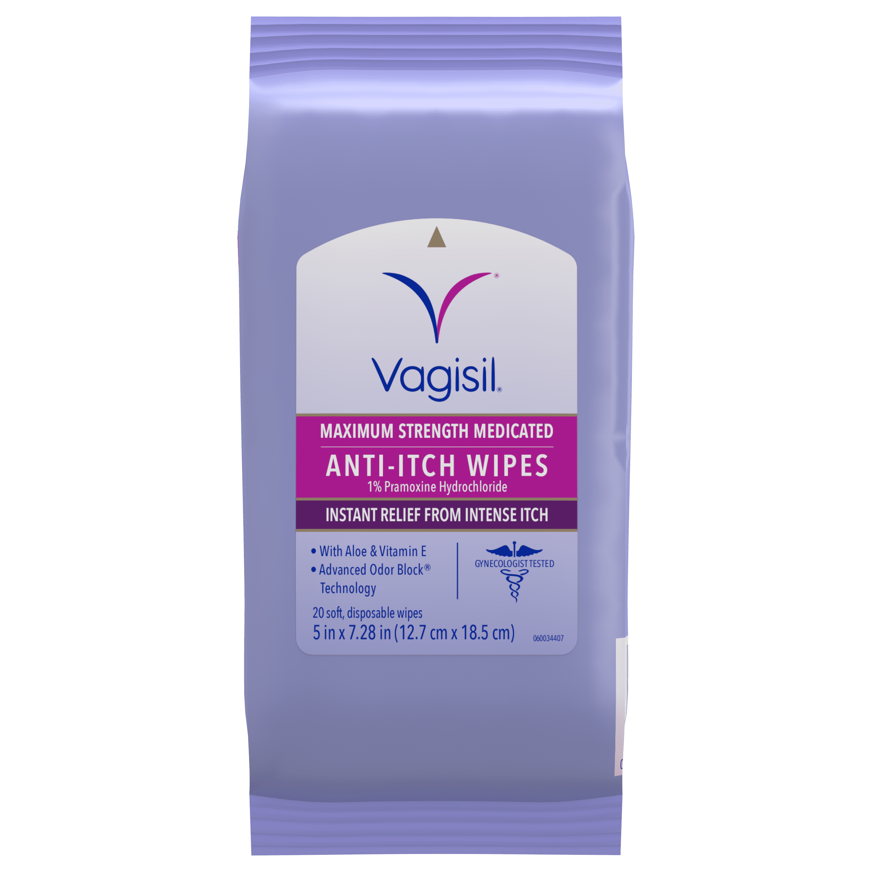 Vagisil Maximum Strength Anti-Itch Feminine Wipes (Unscented, 60 Count) 28jpb