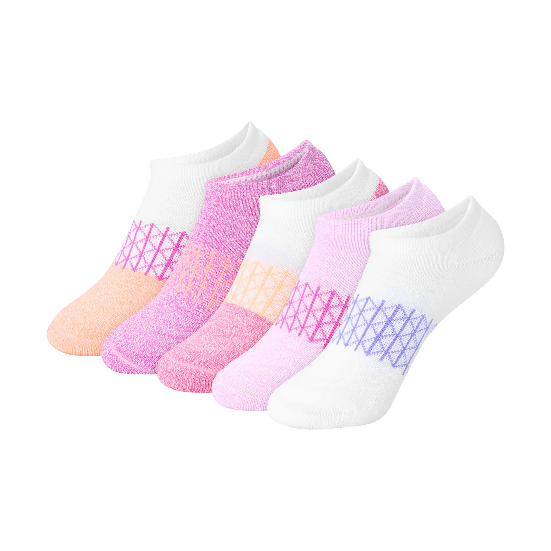 Hanes Girls No-Show Socks Cushioned Athletic Footwear (White, 5-Pack) dx582