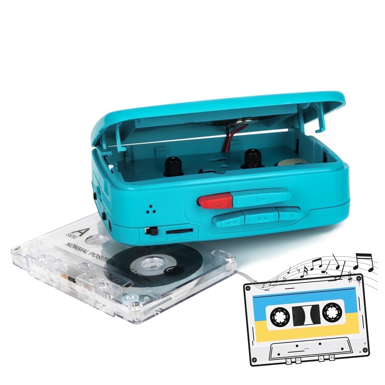 ByronStatics Portable Cassette Player and AM/FM Radio Recorder (Teal, 4.72 x 3.54 x 1.18 in) 3nth1