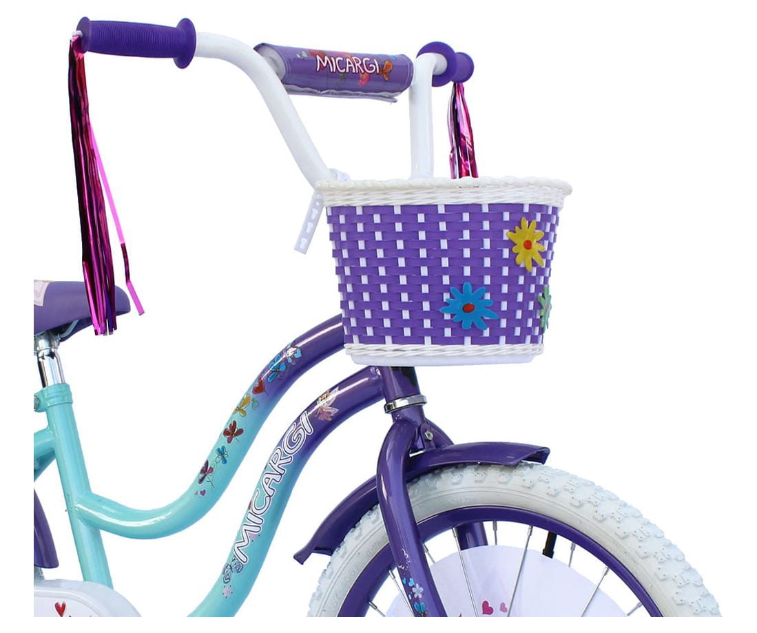 PlayWorld 20 in. Cruiser Bicycle for Kids, Steel Frame with Coaster Brake and Fenders (Purple/Baby Blue, 20 in.) o6i9u