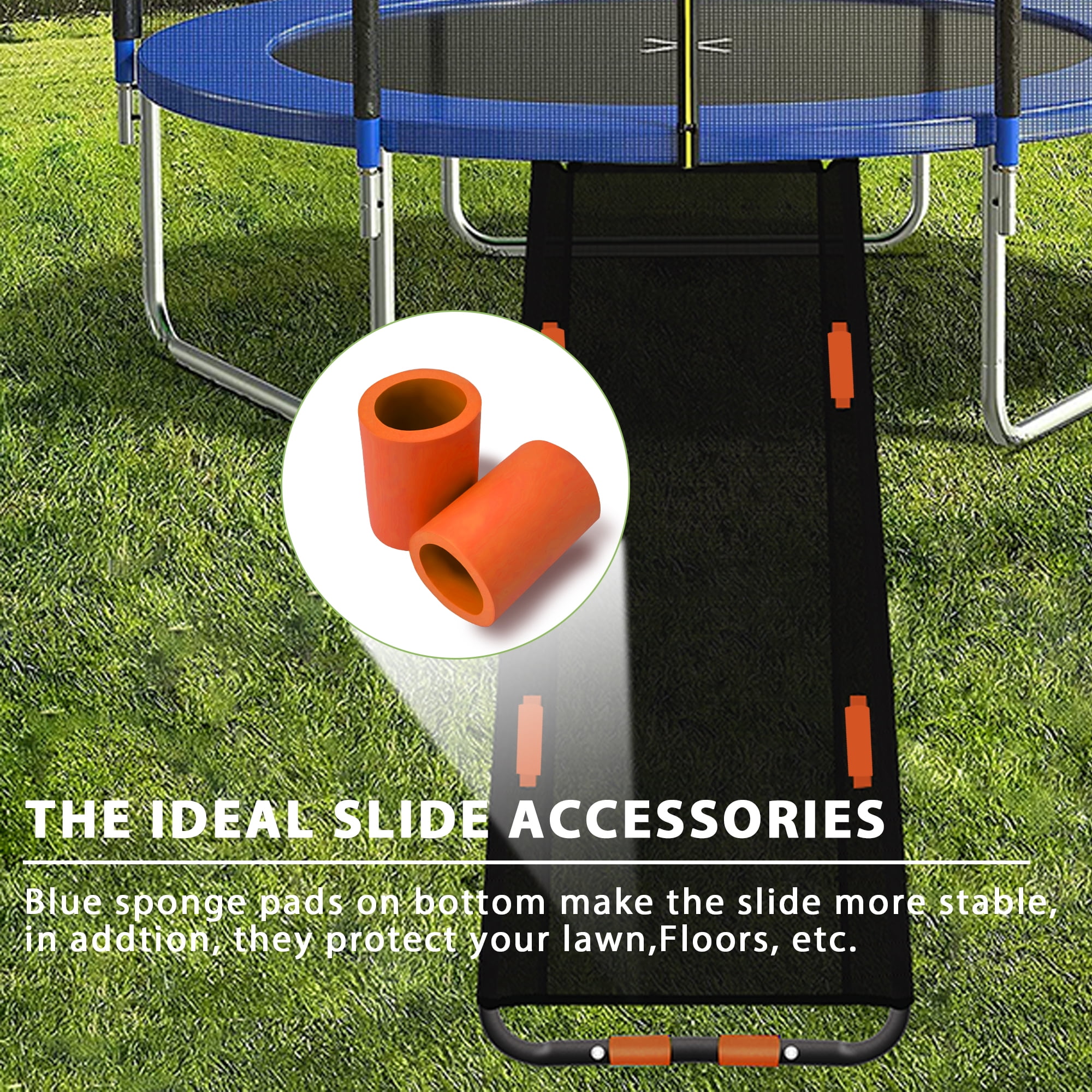 ROMUCHE Trampoline Slide and Ladder Attachment with Safety Handles (Black, 61.4 in x 18.1 in) 64hlt