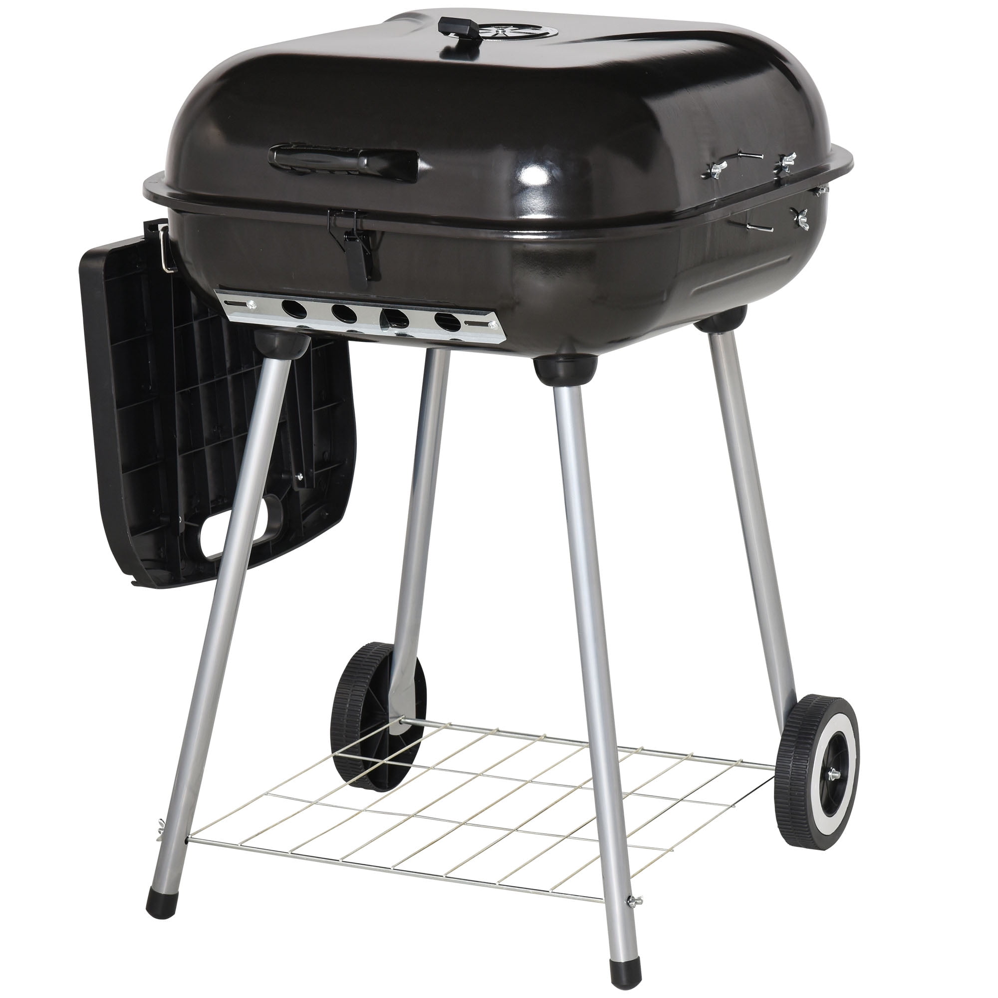 TopComfy Portable Charcoal Grill with Lockable Lid and Folding Shelf (Black, 22 in) yllid