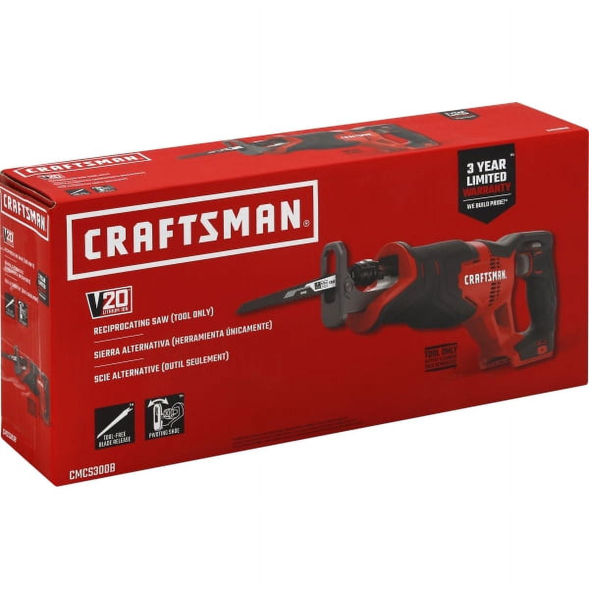CRAFTSMAN V20 Cordless Reciprocating Saw, High-Performance Power Tool (Red, 14.5 in) hyunc
