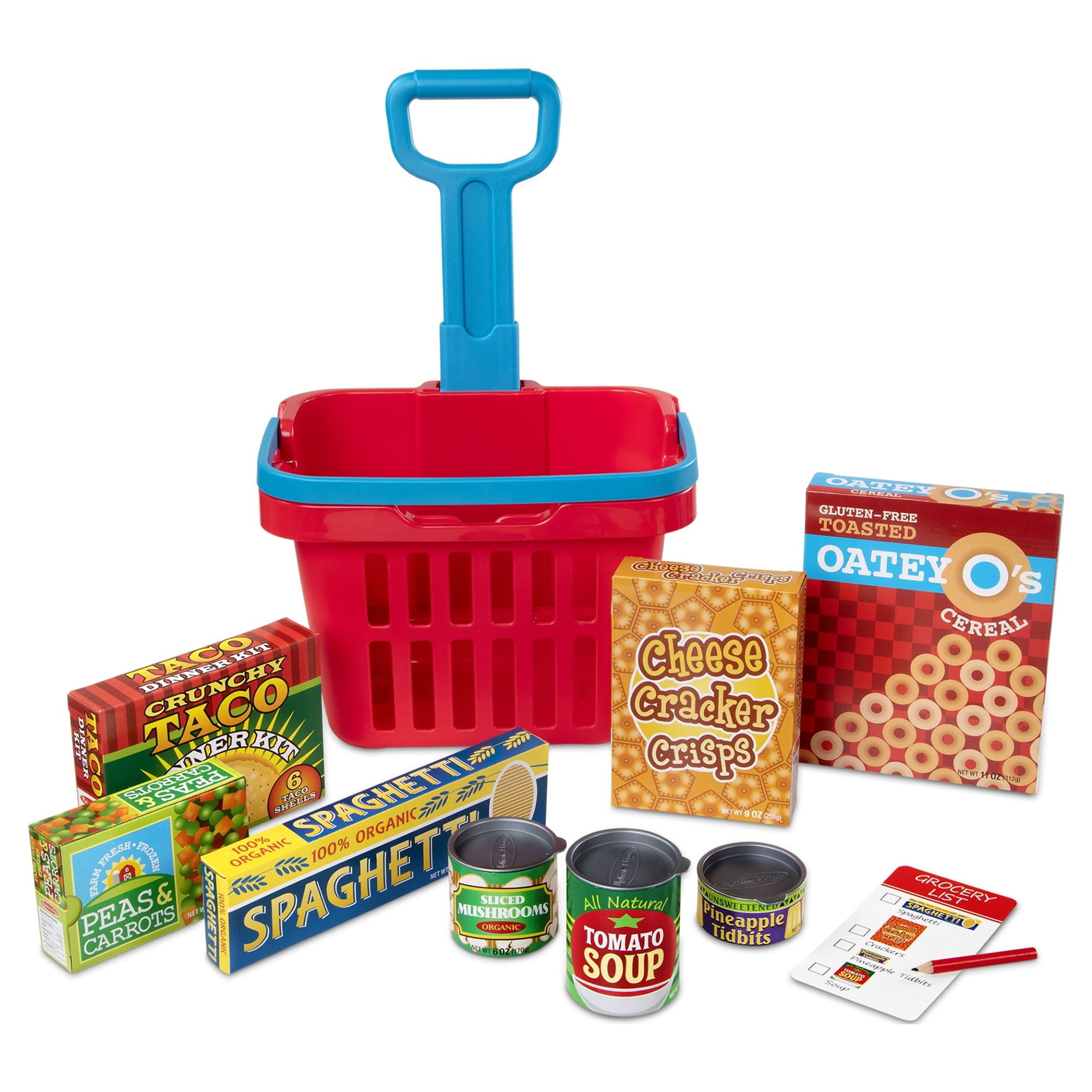 Melissa & Doug Fill and Roll Grocery Basket Play Set with Play Food (11-Piece) dzkpy