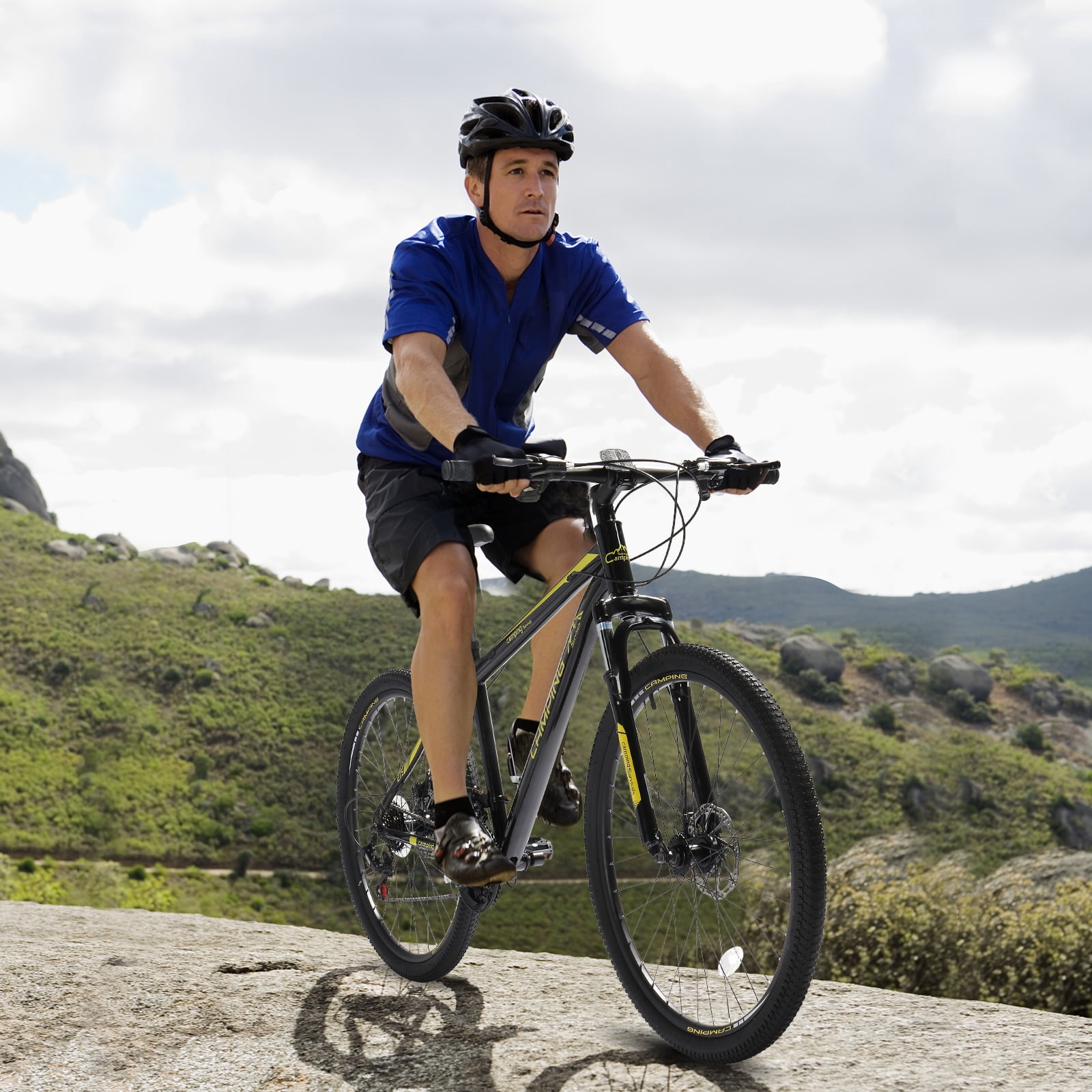 UBesGoo 27.5 in Mountain Bike, 21-Speed MTB with Dual Disc Brakes, High-Carbon Steel Frame (Yellow, 27.5 in) aroqq