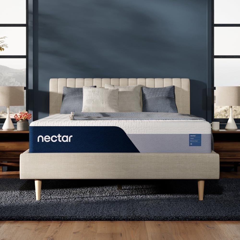 Nectar Classic Memory Foam Mattress, Medium Firm, Cooling Top Layer, Pressure-Relief Support (Queen, 12 in) m3m6u