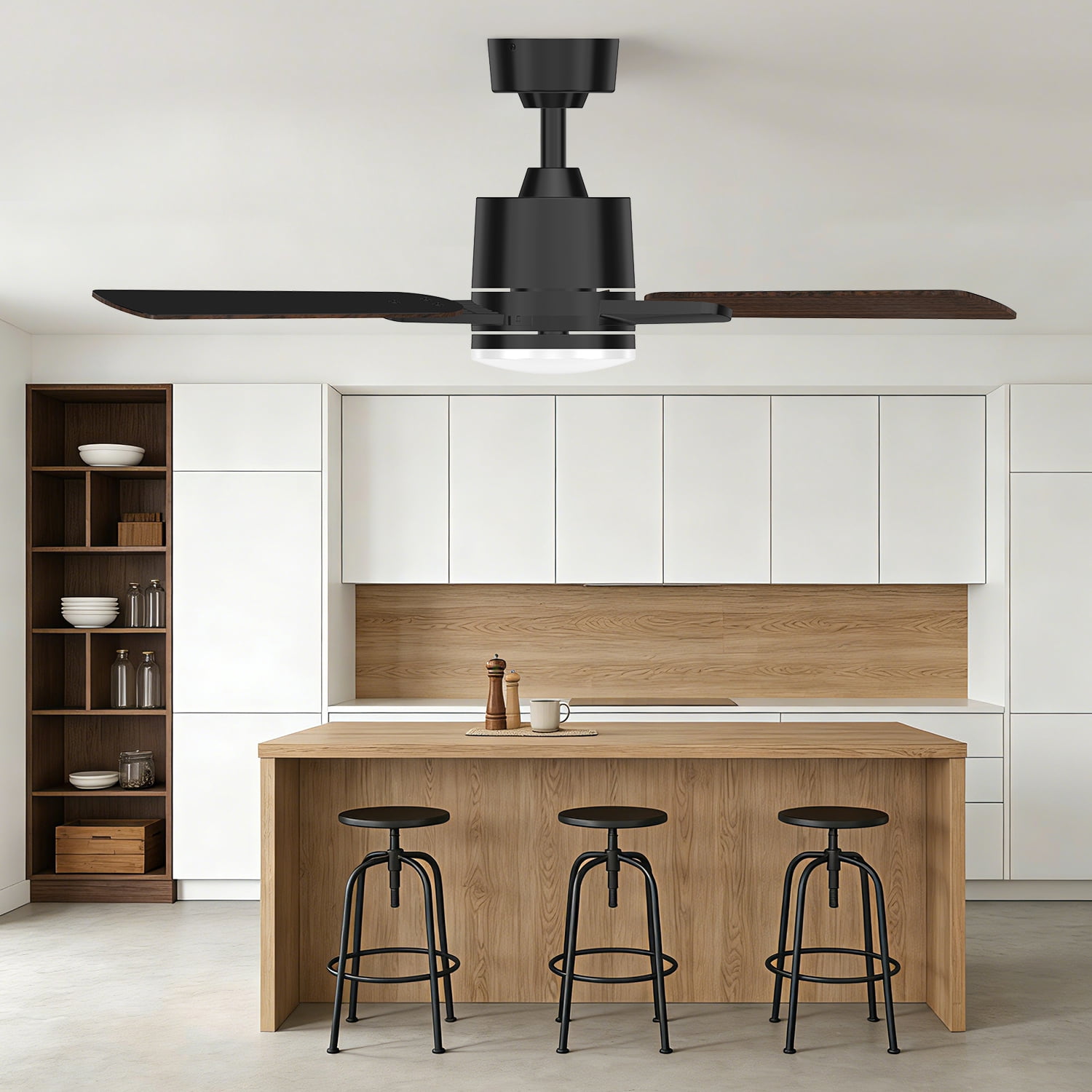 Mainstays 42 in Ceiling Fan with LED Light and Remote Control (Black, 42 in) ofavv