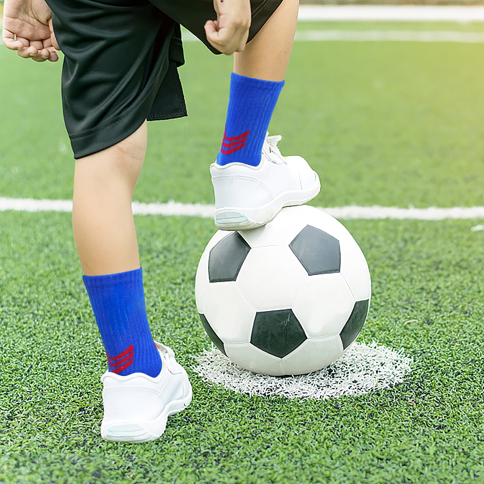 Tphon Kids Athletic Sports Socks Moisture-Wicking Basketball Soccer Crew Socks (Multicolor, 6 Pairs) 1r1qz