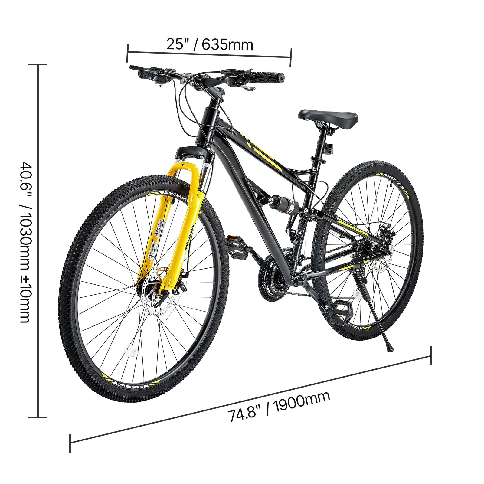 KFFKFF Mountain Bike, 29-in All-Terrain Bicycle with Dual Suspension and 24-Speed Gear System (Black, 29-in) fmnak